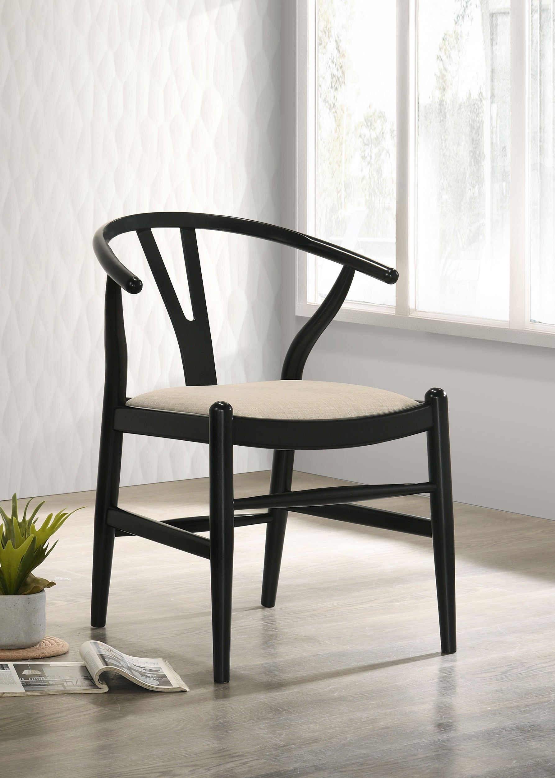 Crestmont Wood Wishbone Dining Side Chair Black (Set of 2) — view 2
