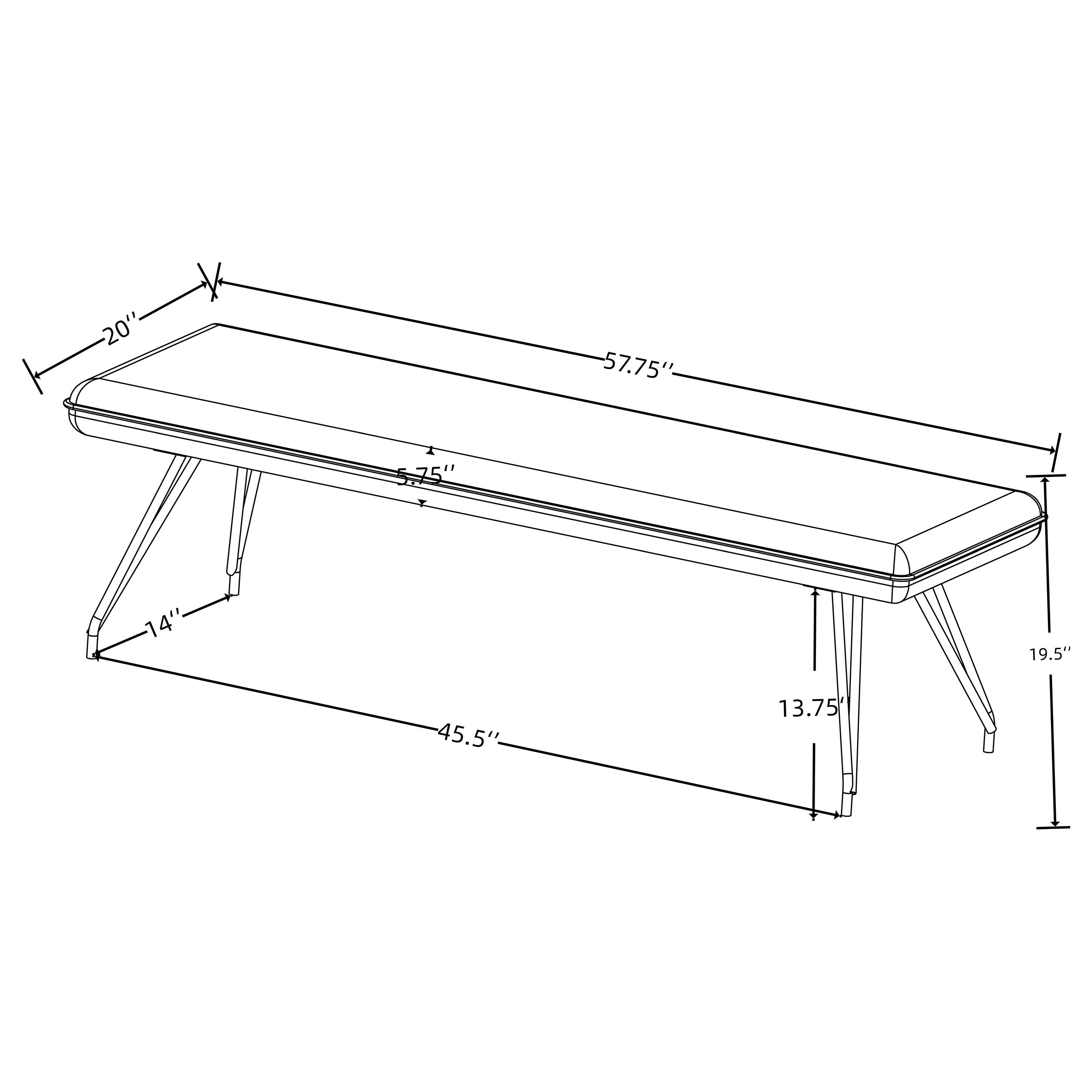 Dodson Fabric Upholstered Dining Bench Taupe — view 7