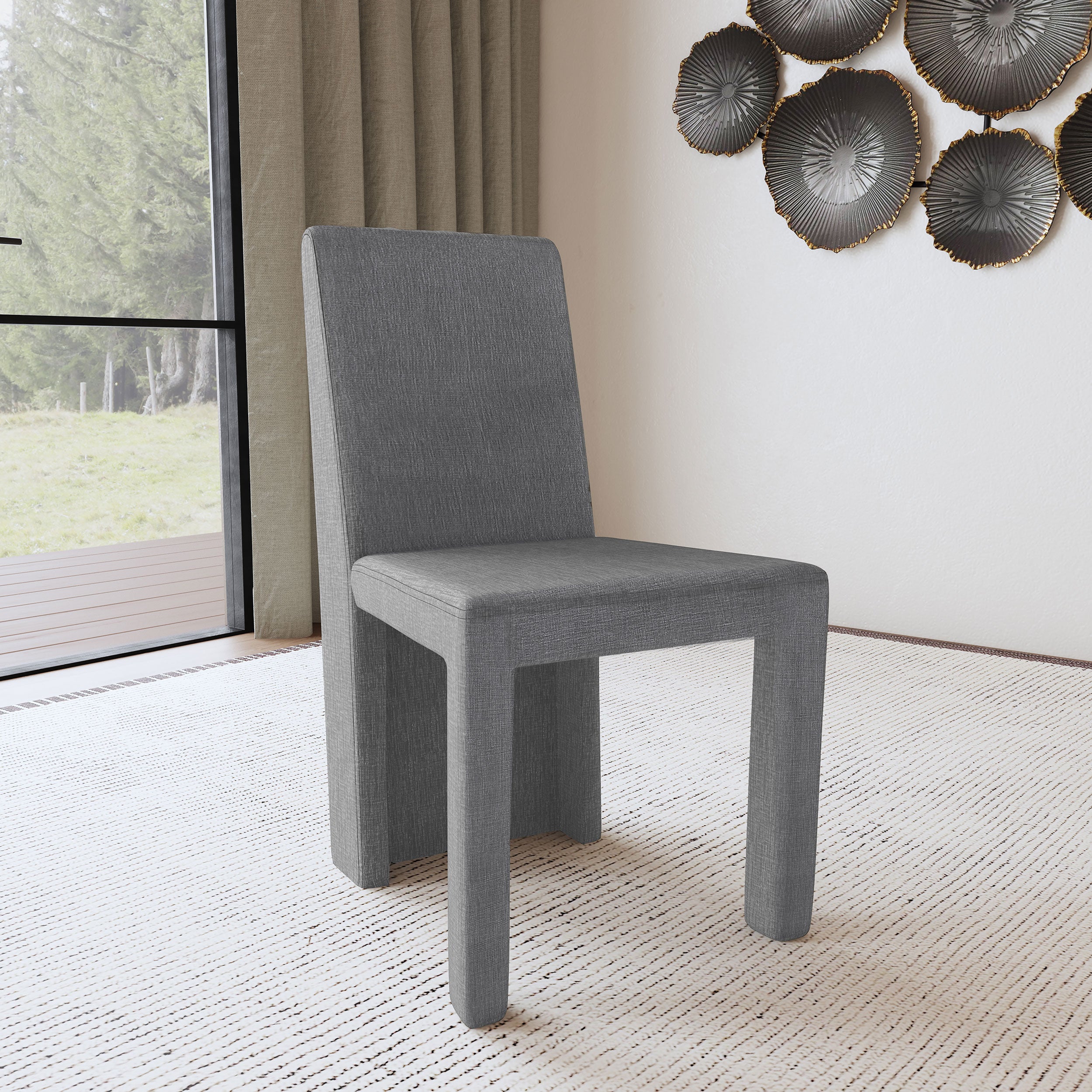 Tordera Velvet Upholstered Dining Side Chair Grey (Set of 2) — view 2