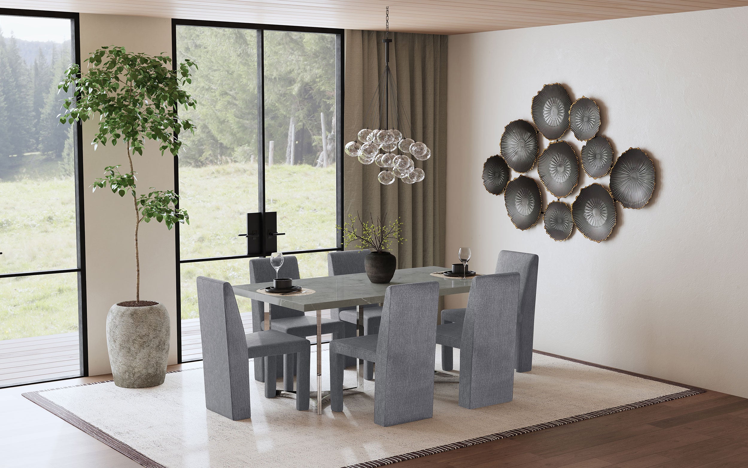 Tordera Velvet Upholstered Dining Side Chair Grey (Set of 2) — view 15