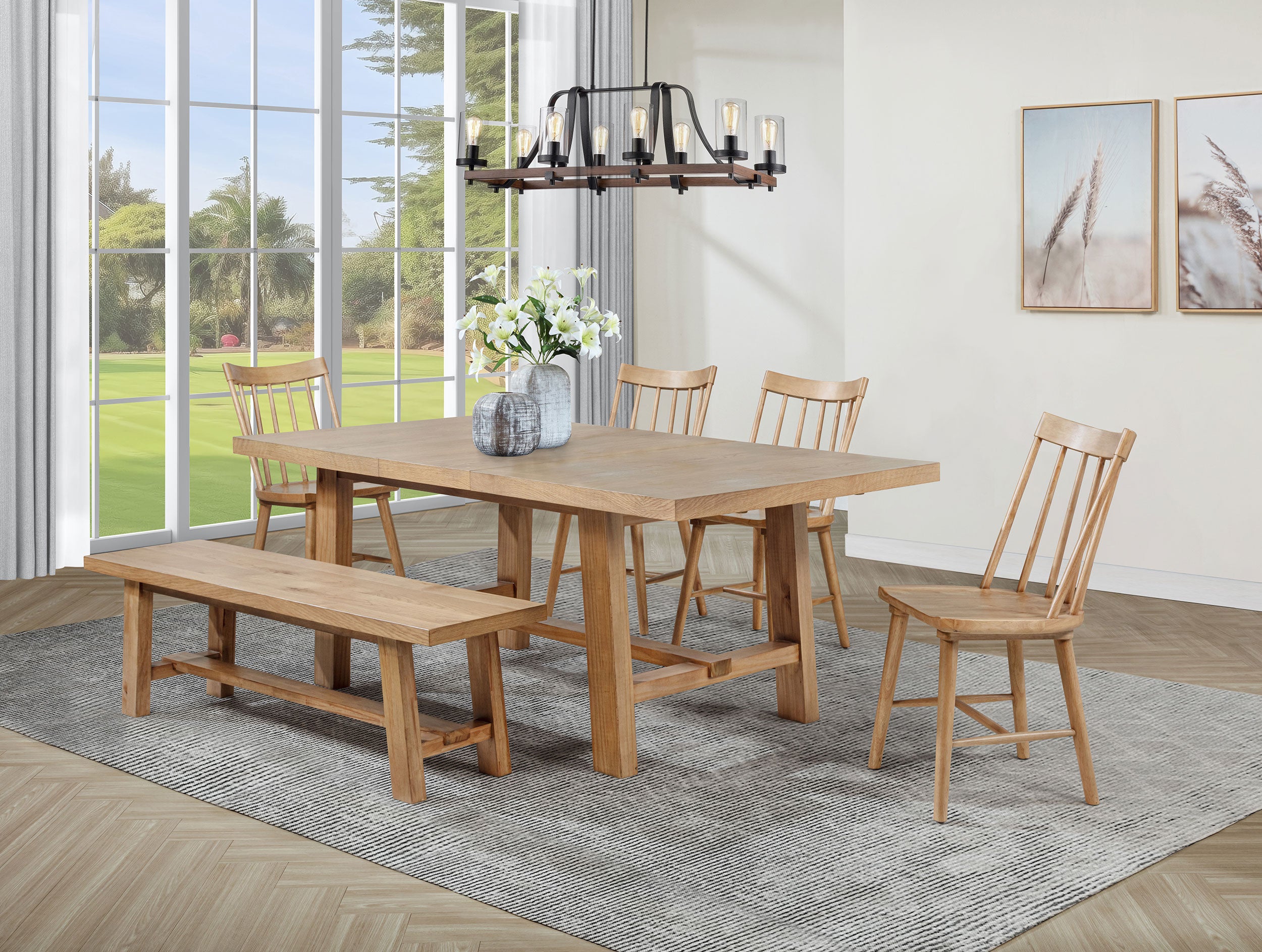 Middleton 6-piece Extension Leaf Dining Set Natural Brown — view 1