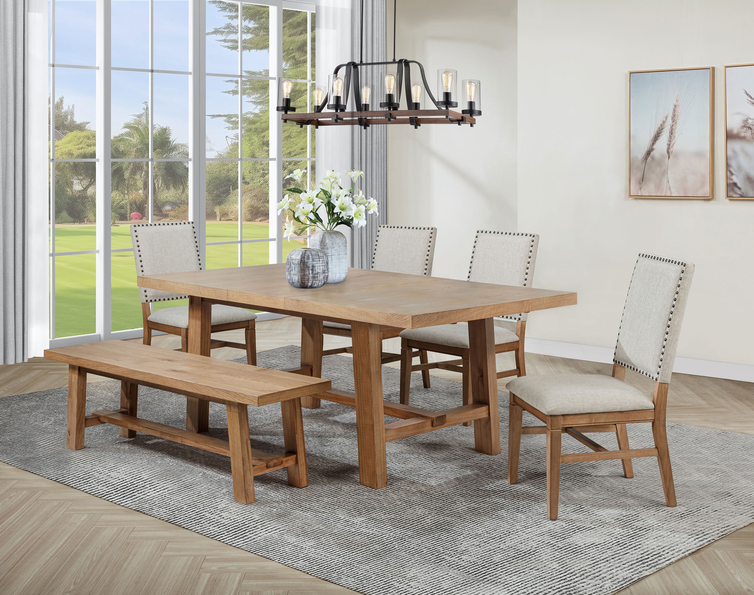 Middleton 6-piece Extension Leaf Dining Set Brown and Beige — view 1