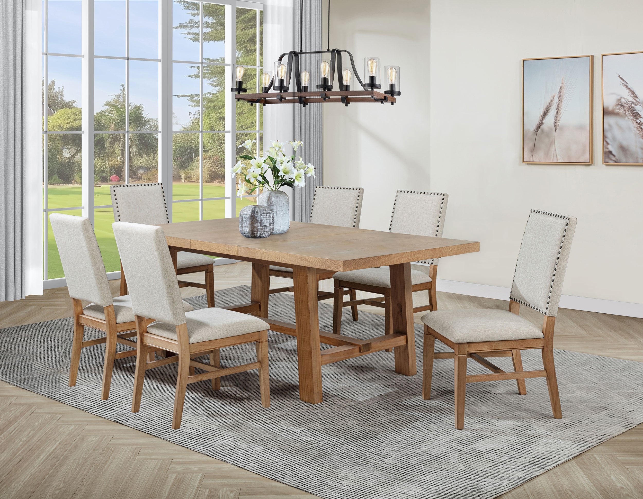 Middleton 7-piece Extension Leaf Dining Set Brown and Beige — view 1