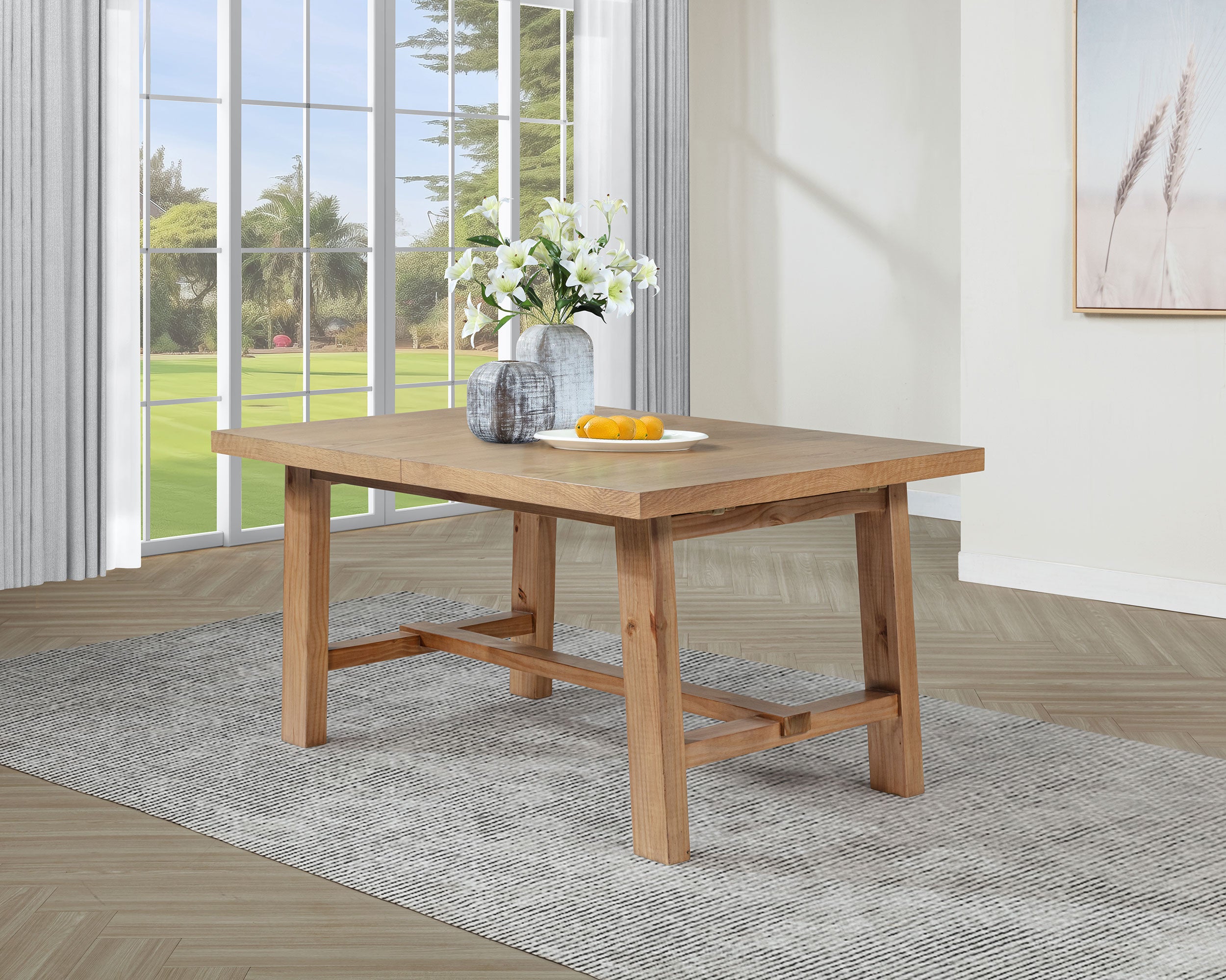 Middleton 76-inch Extension Leaf Dining Table Natural Brown — view 3