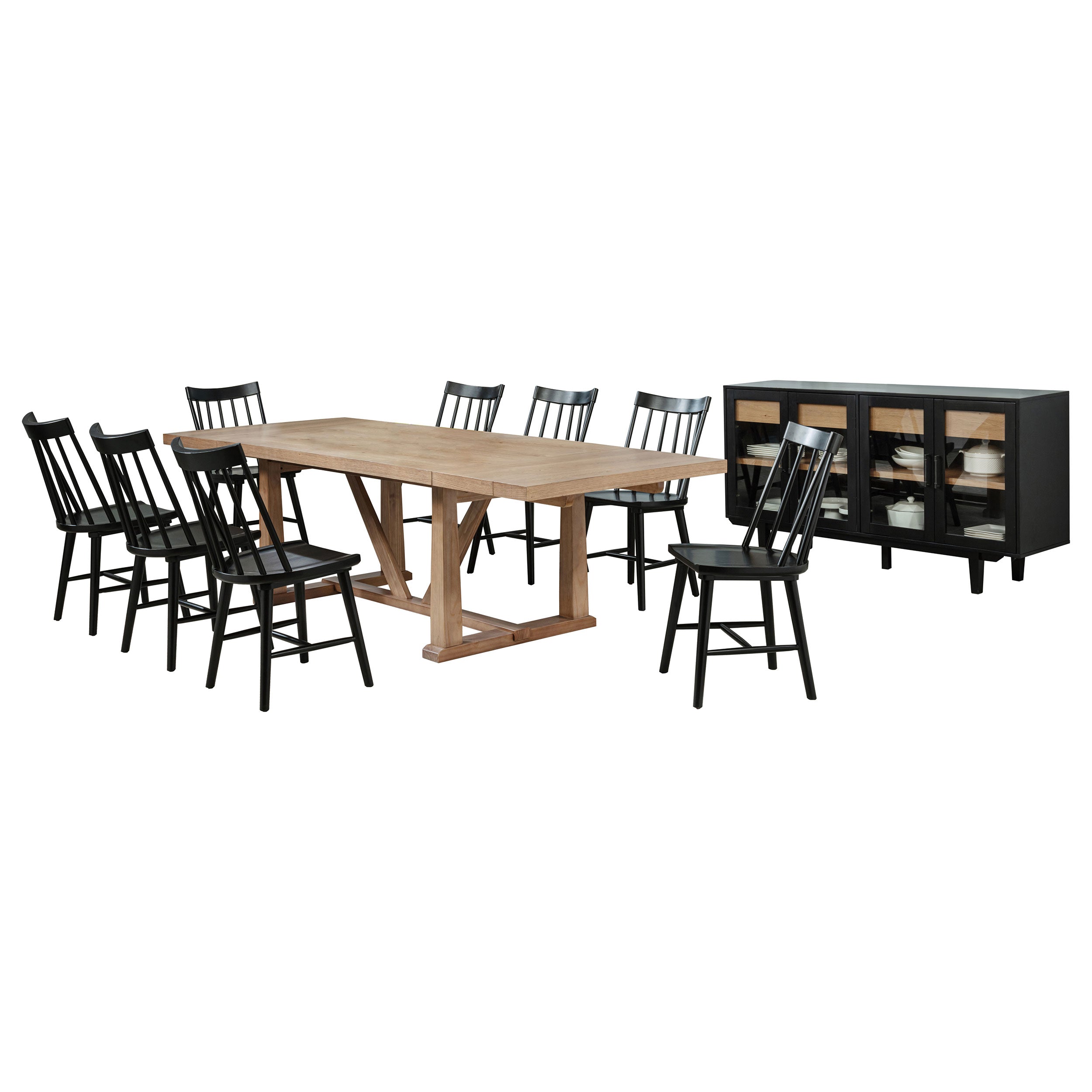 Middleton 10-piece Extension Leaf Dining Set Natural Brown and Black — view 2