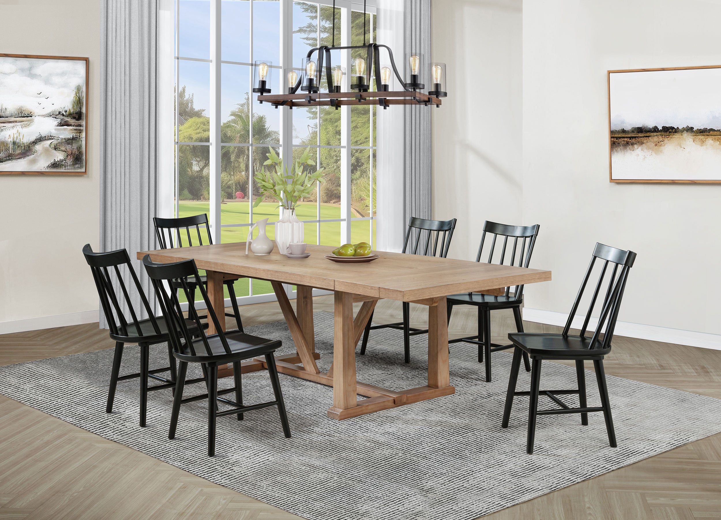Middleton 7-piece Extension Leaf Dining Set Brown and Black — view 1
