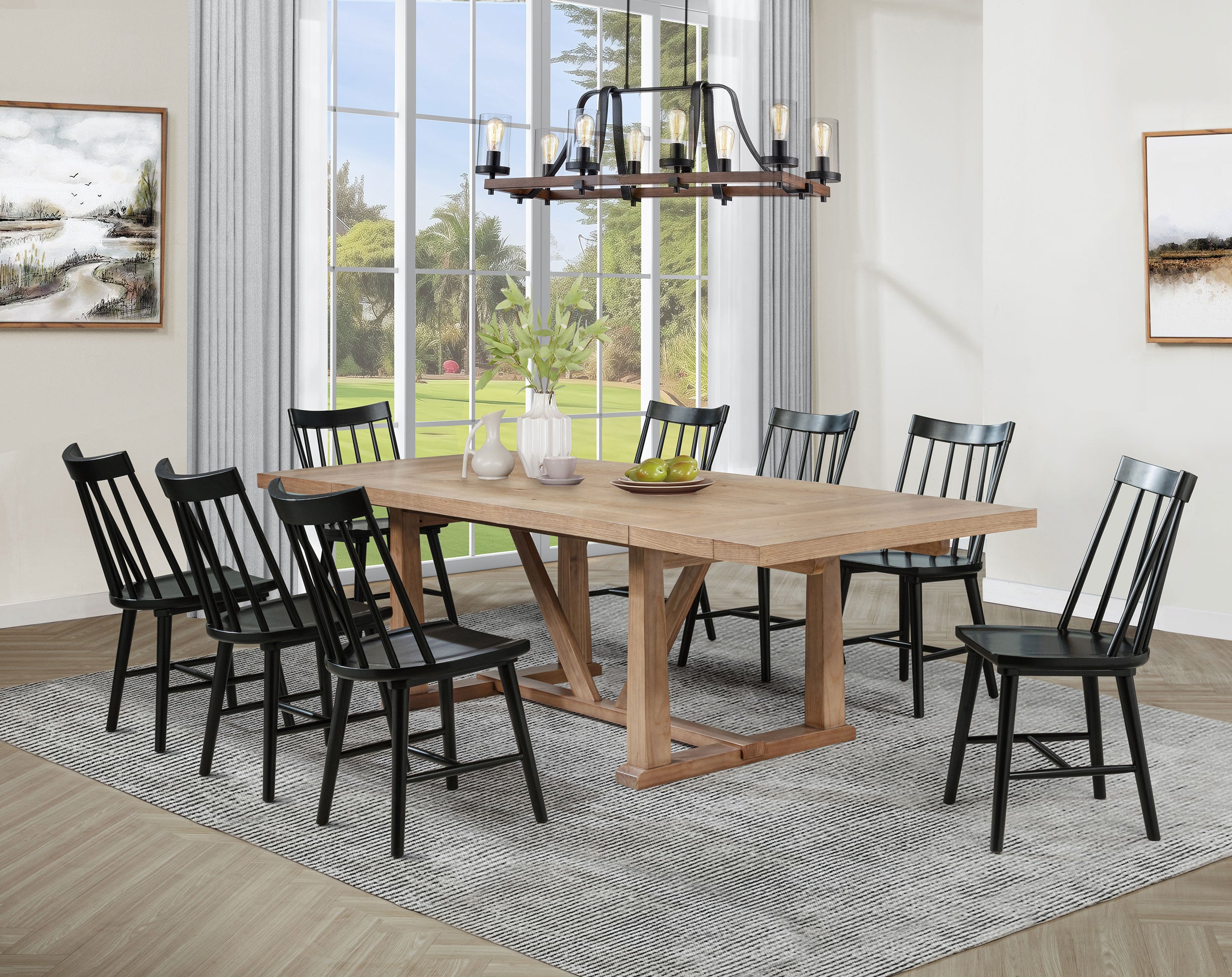 Middleton 9-piece Extension Leaf Dining Set Brown and Black — view 1