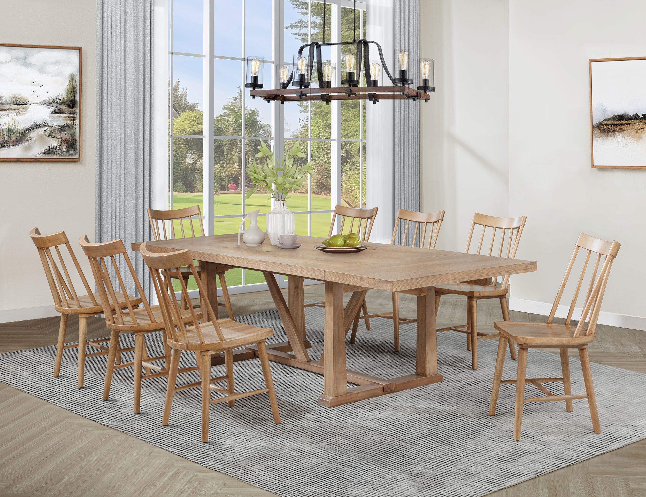 Middleton 9-piece Extension Leaf Dining Set Natural Brown — view 1