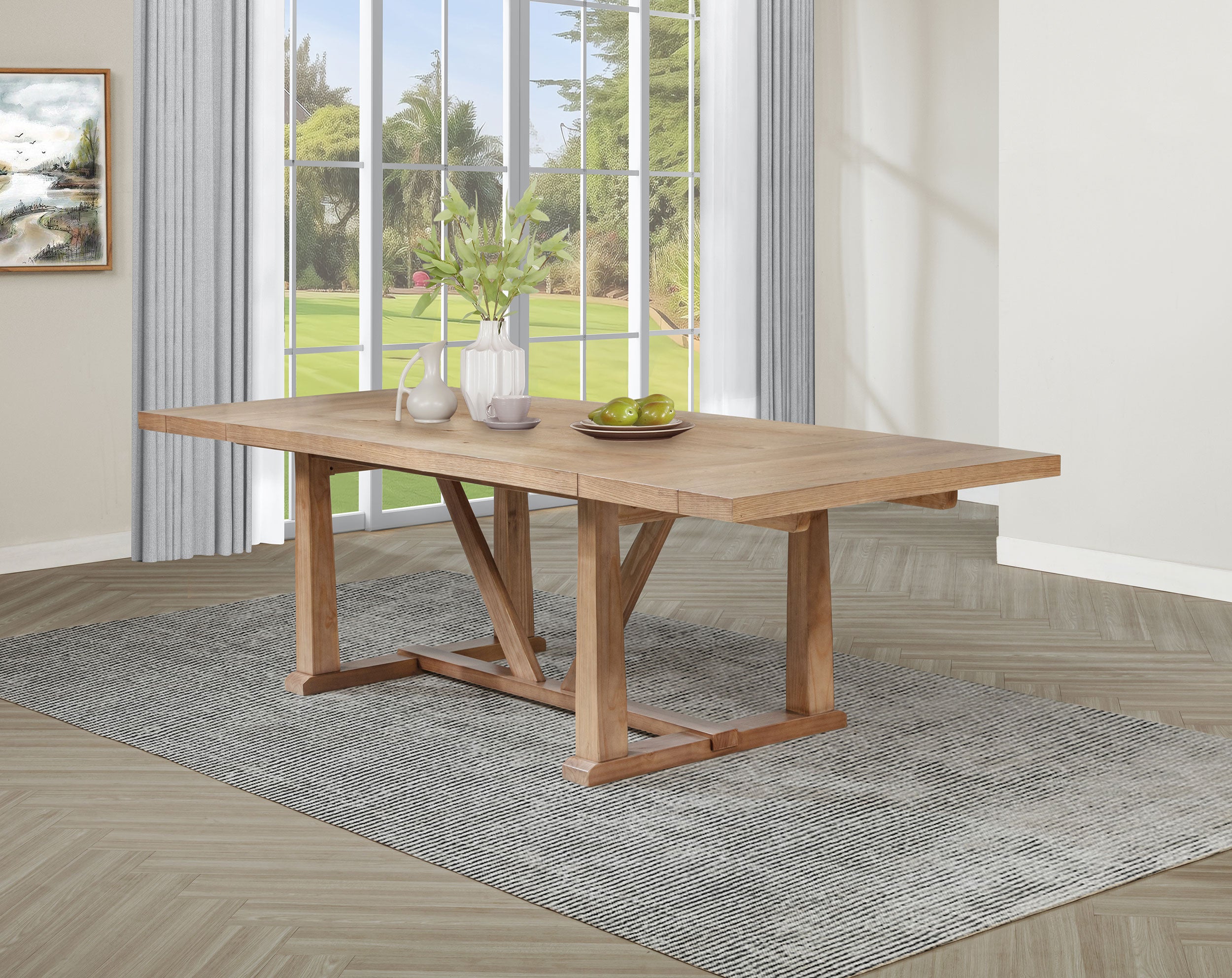 Middleton 106-inch Extension Leaf Dining Table Natural Brown — view 2