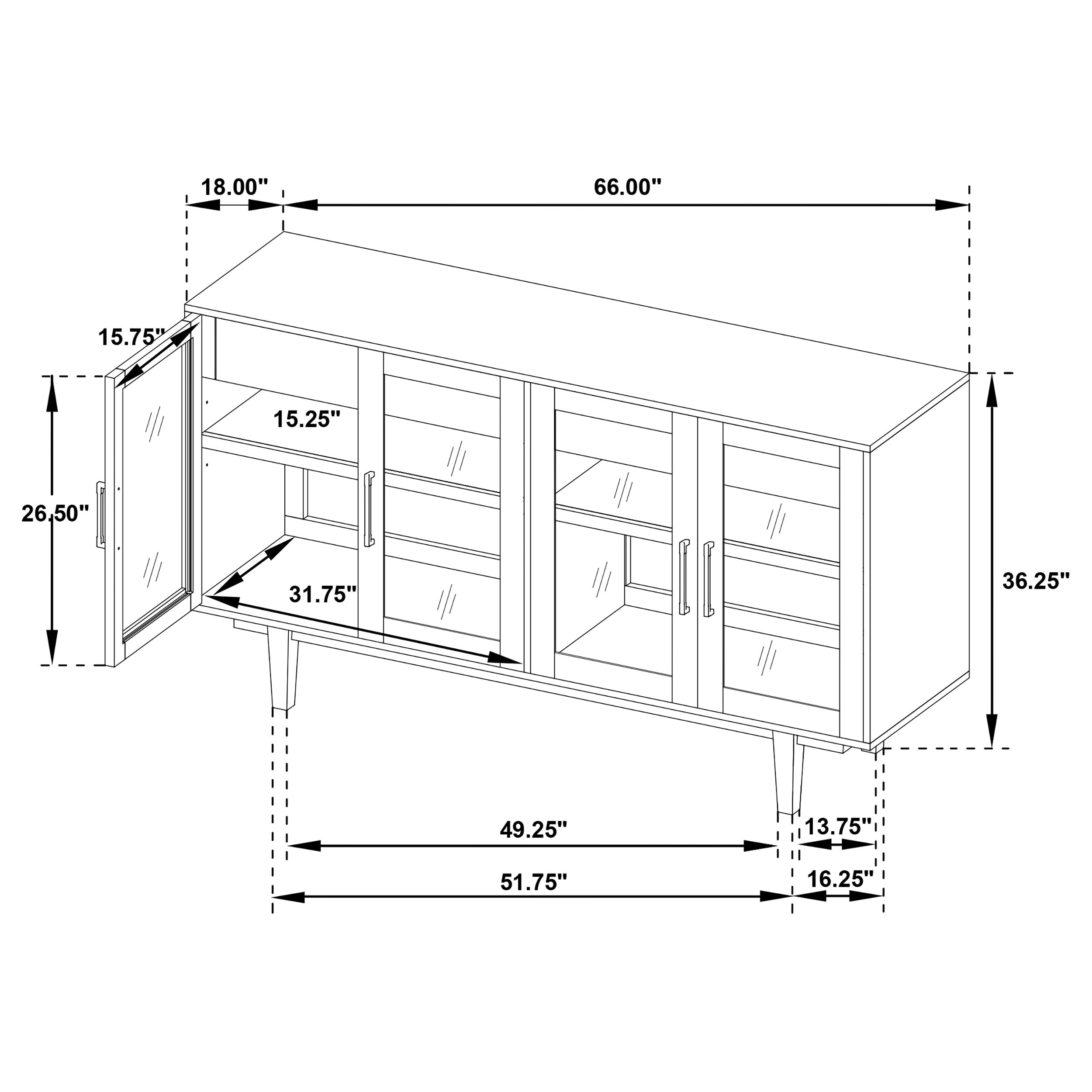 Middleton 4-door Sideboard Server with Dual Drawers Natural — view 14