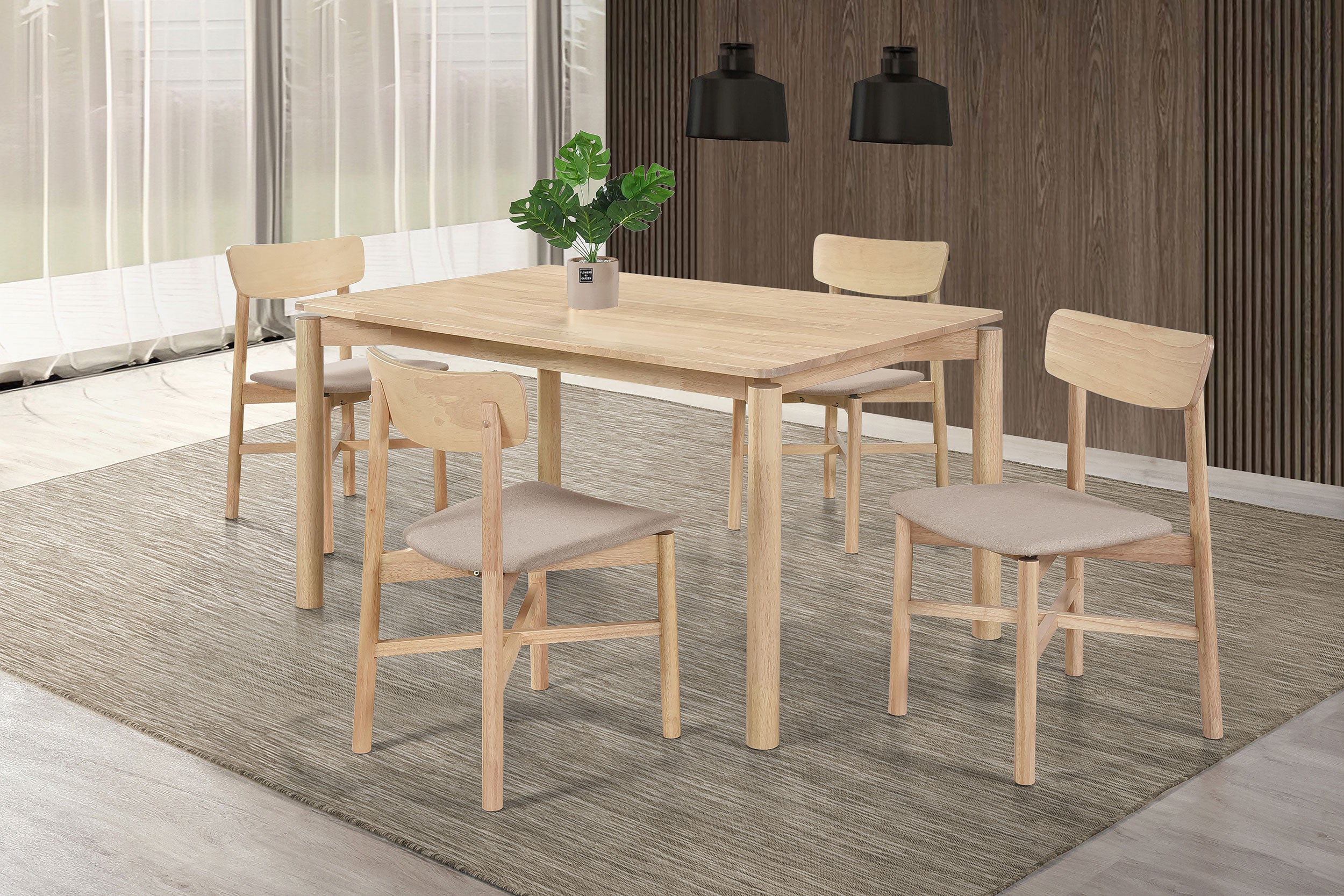Parkridge 5-piece 59-inch Wood Dining Set White Washed — view 1