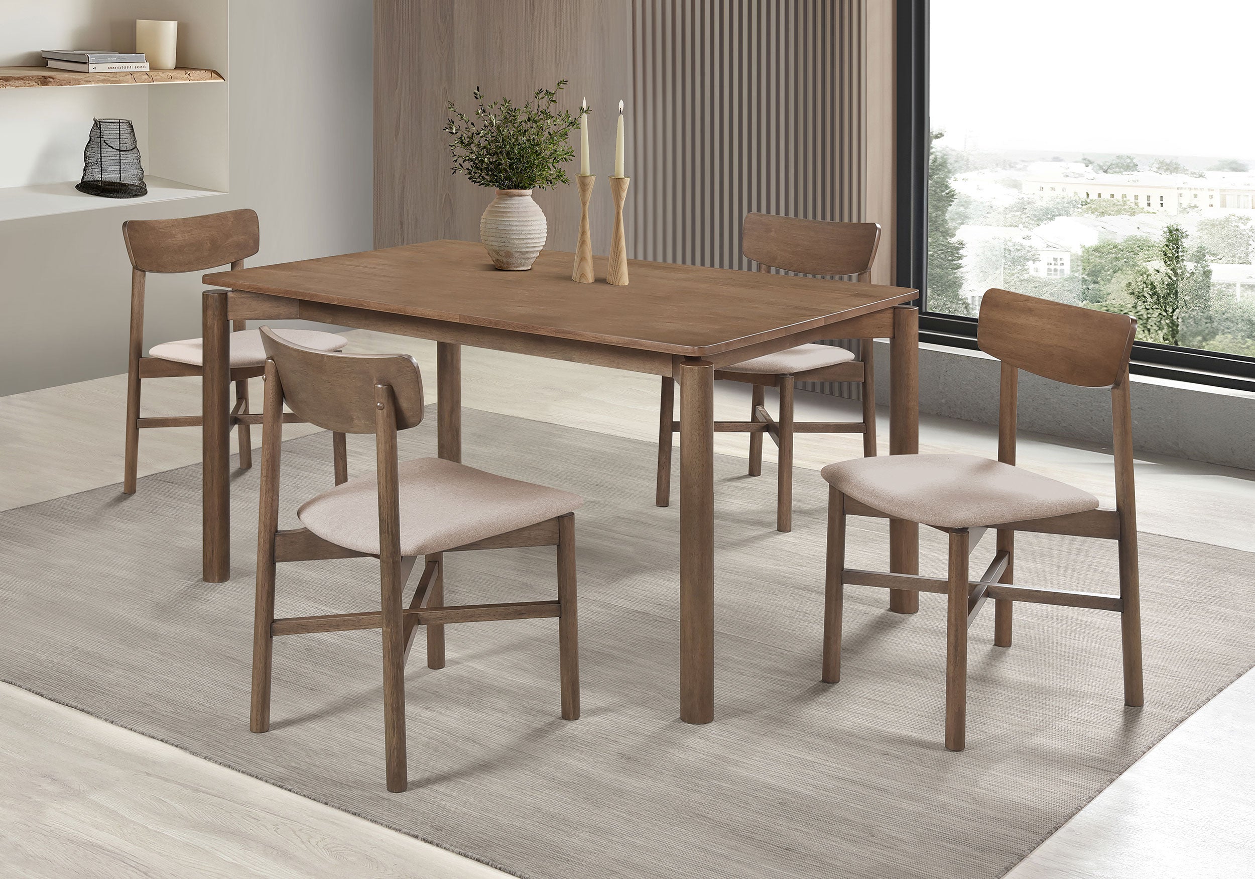 Parkridge 5-piece 59-inch Wood Dining Set Natural Walnut — view 1