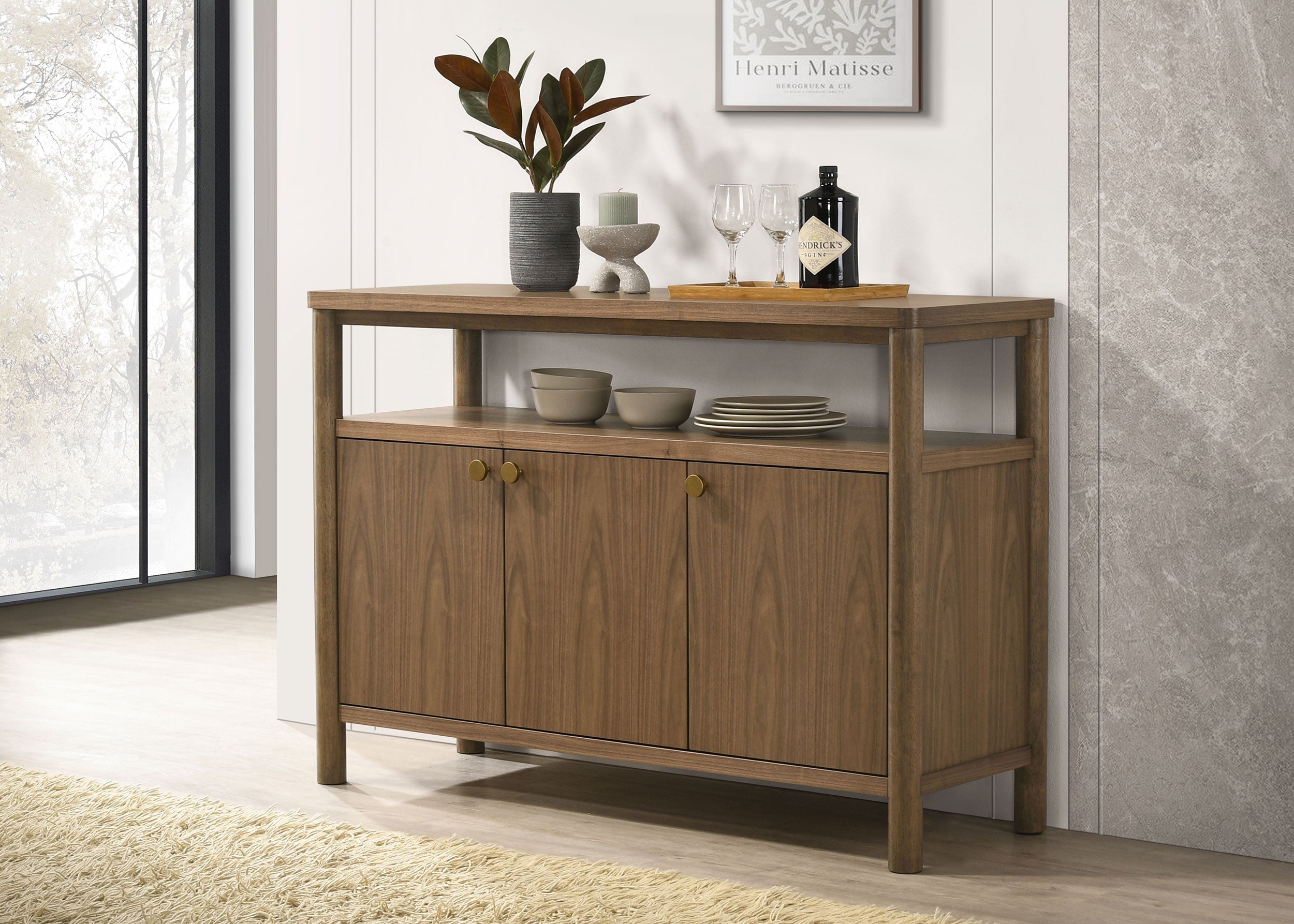 Crestmore 52-inch Dining Cabinet Sideboard Buffet Walnut — view 2
