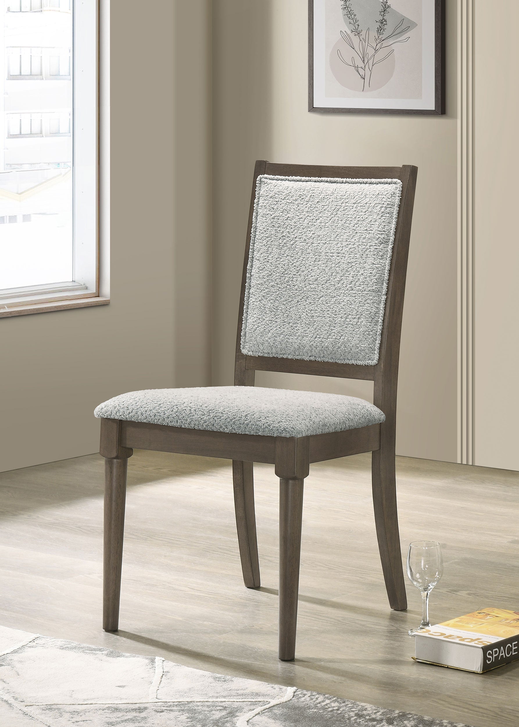 Onslow Upholstered Dining Side Chair Dark Brown (Set of 2) — view 2