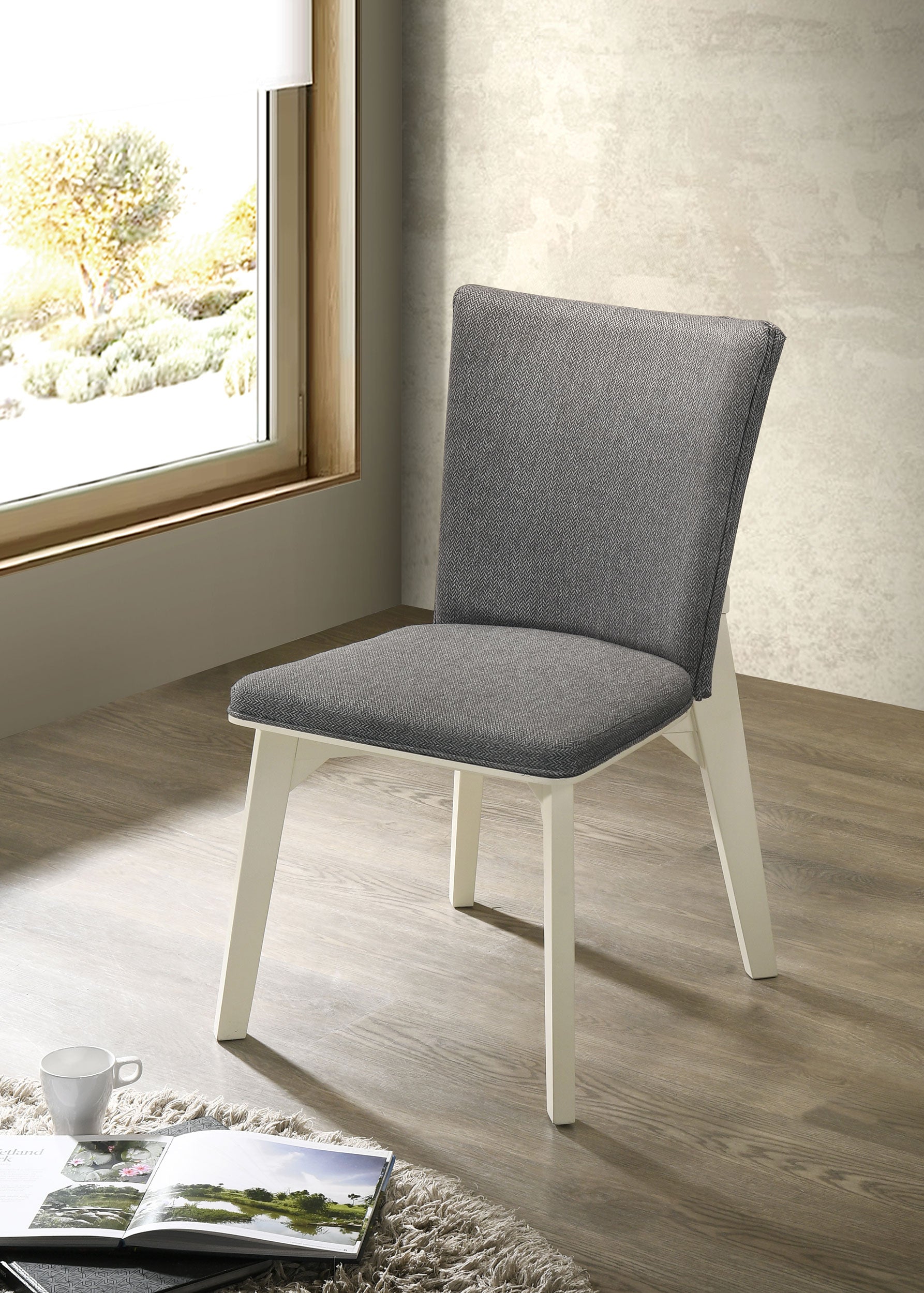 Biloxi Upholstered Dining Side Chair Grey (Set of 2) — view 2