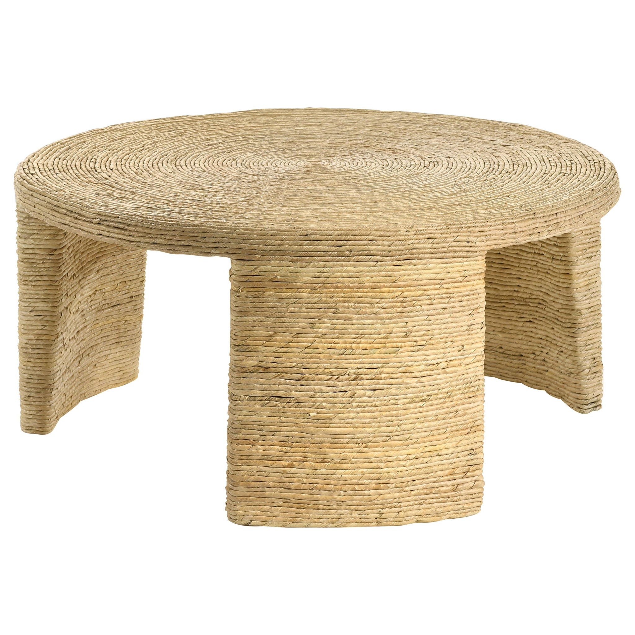 Artina Woven Rattan Round Coffee Table Natural Brown - Atlantic Fine Furniture Melbourne FL
