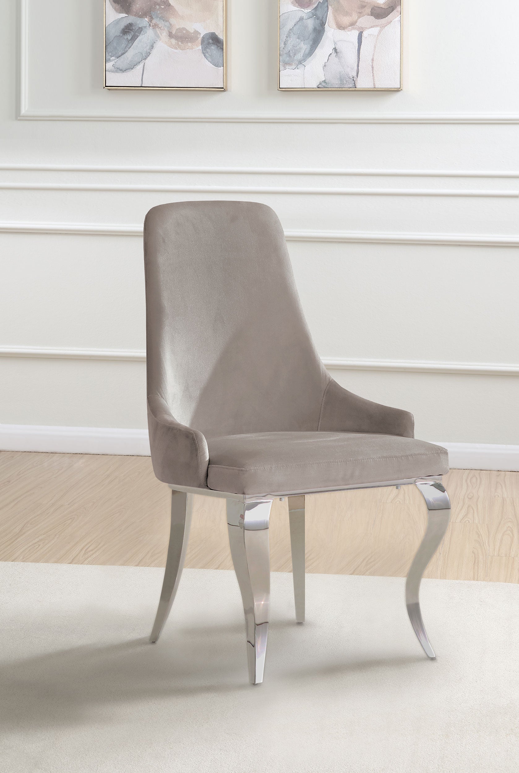 Antoine Velvet Upholstered Dining Side Chair Grey (Set of 2) — view 2