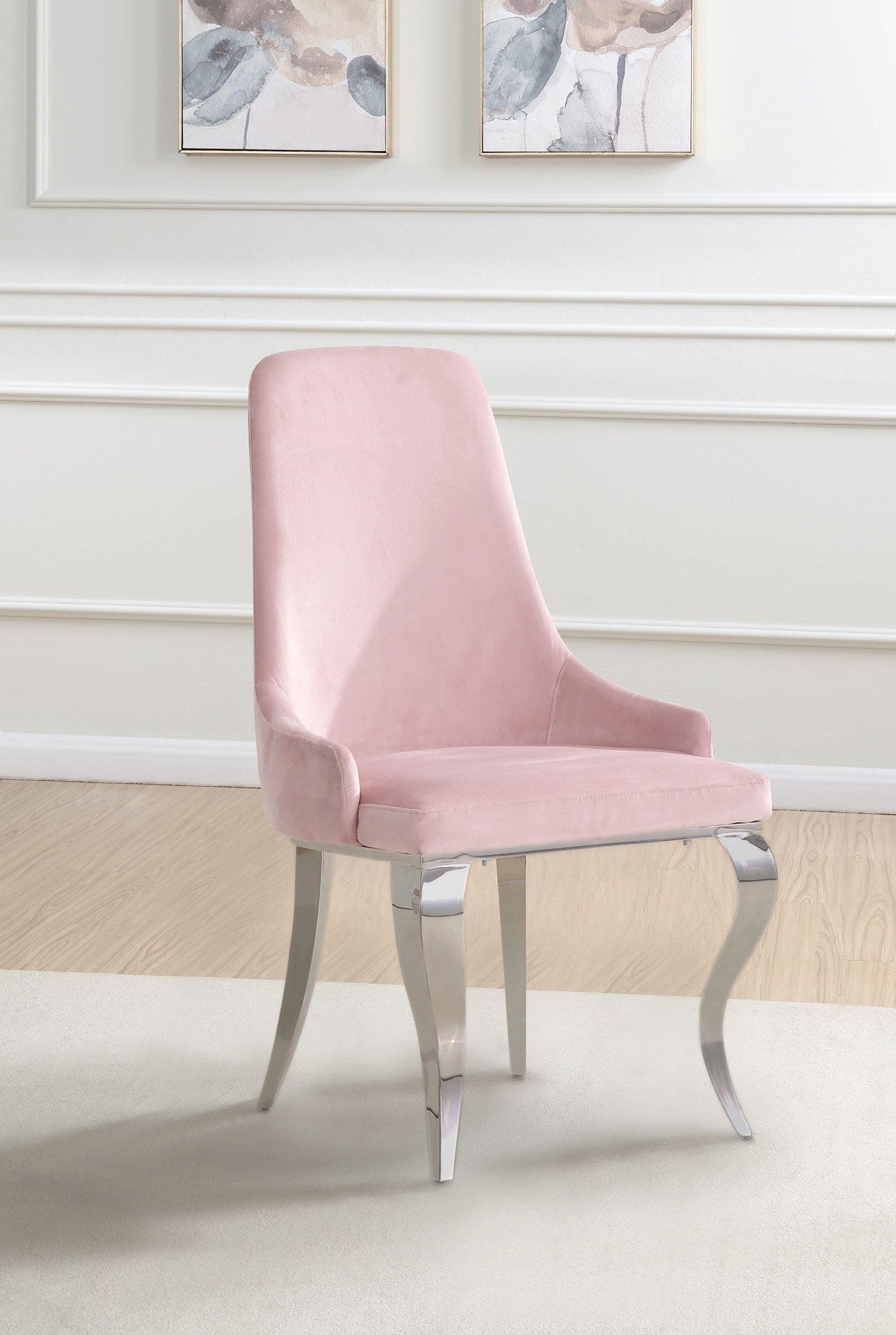 Antoine Velvet Upholstered Dining Side Chair Pink (Set of 2) — view 2