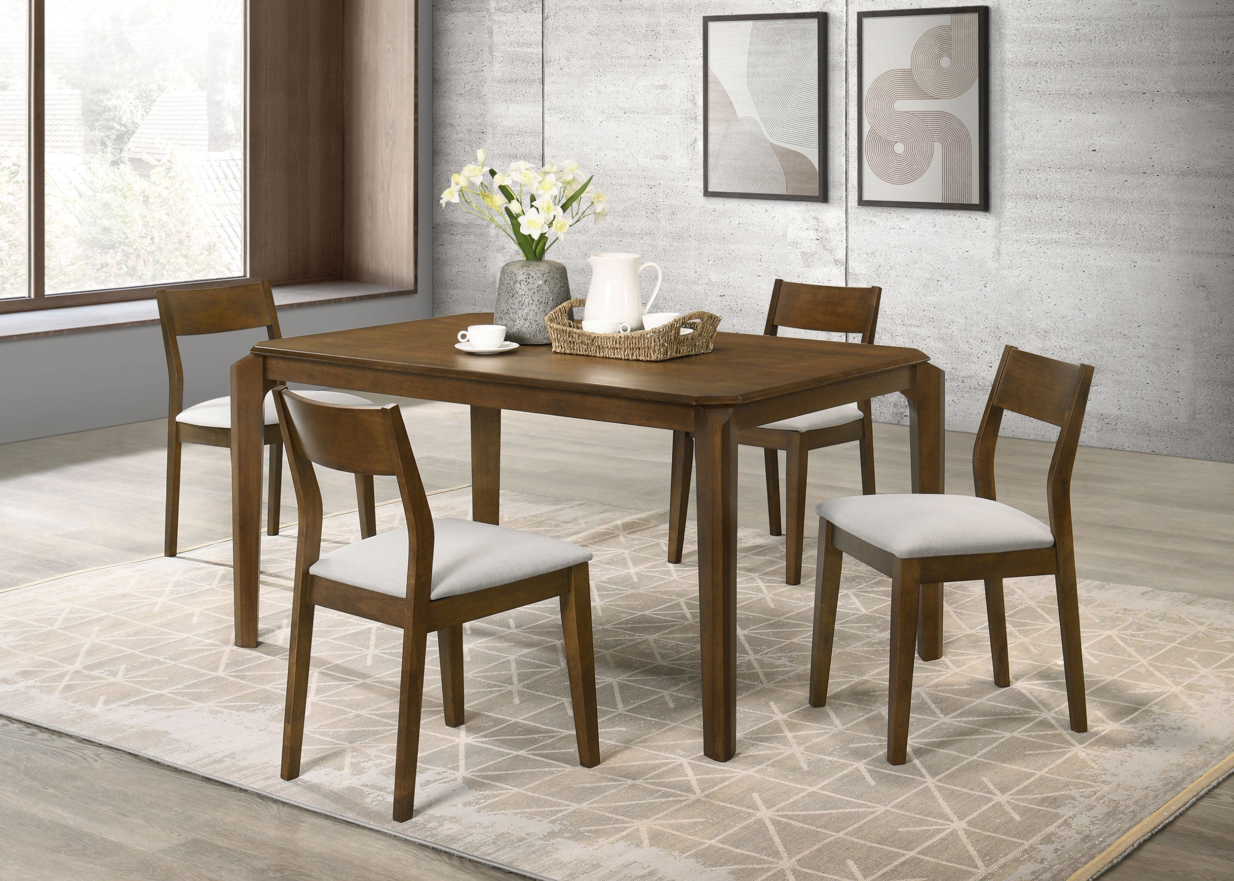 Almonte 5-piece 59-inch Rectangular Dining Set Dark Brown — view 1
