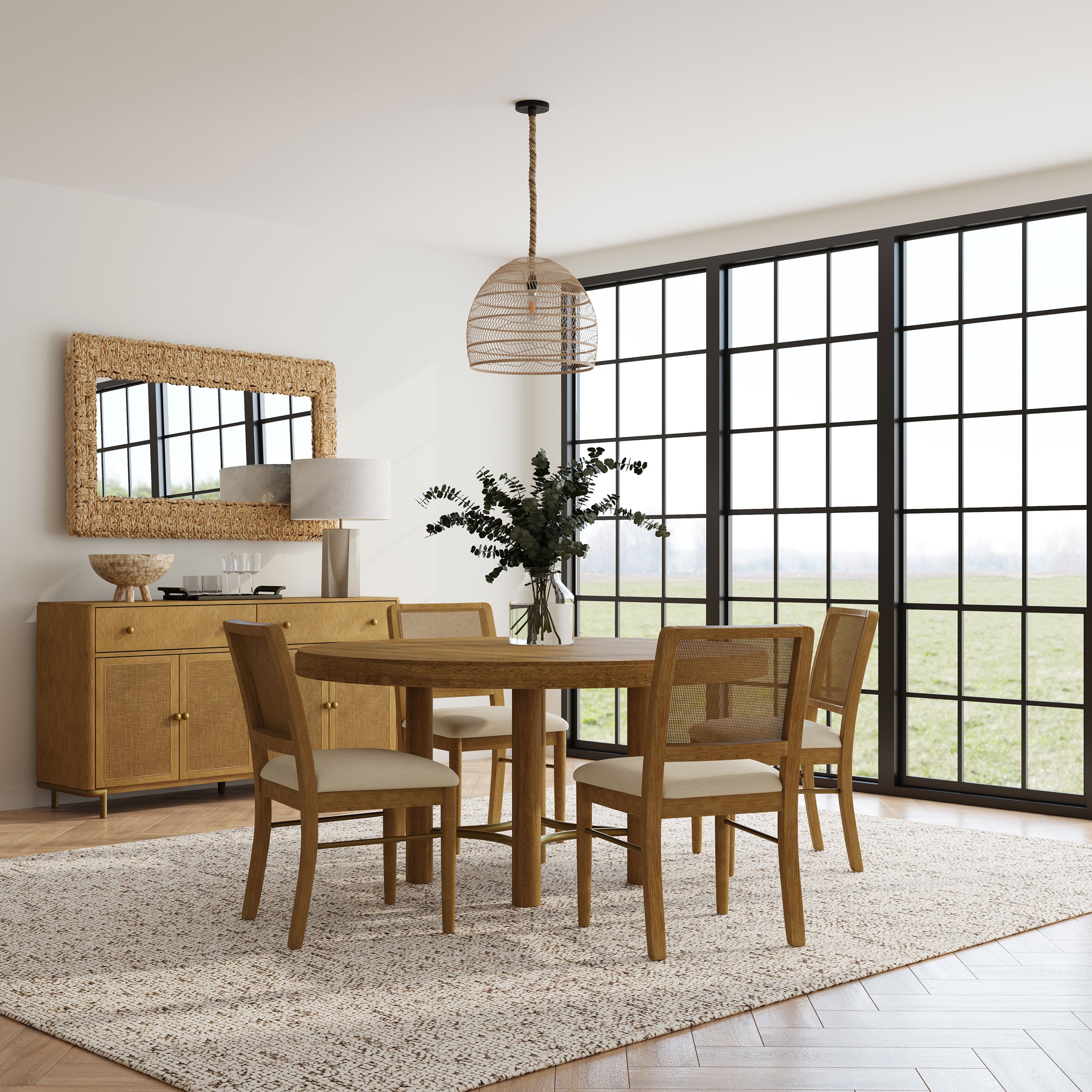 Arini 5-piece Round Dining Room Table Set Sand Wash — view 1