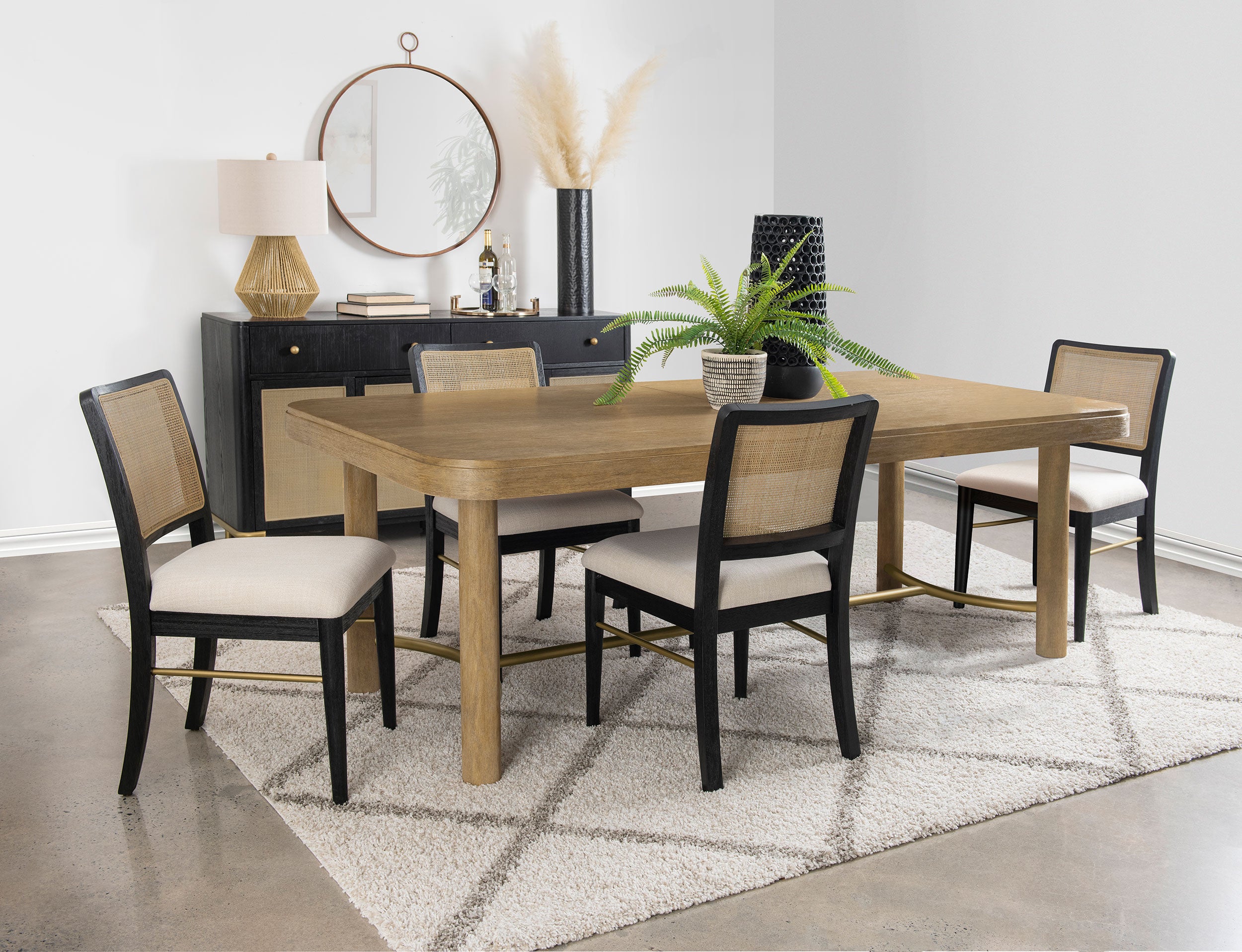 Arini 5-piece Extension Leaf Dining Table Set Sand Wash and Black — view 1