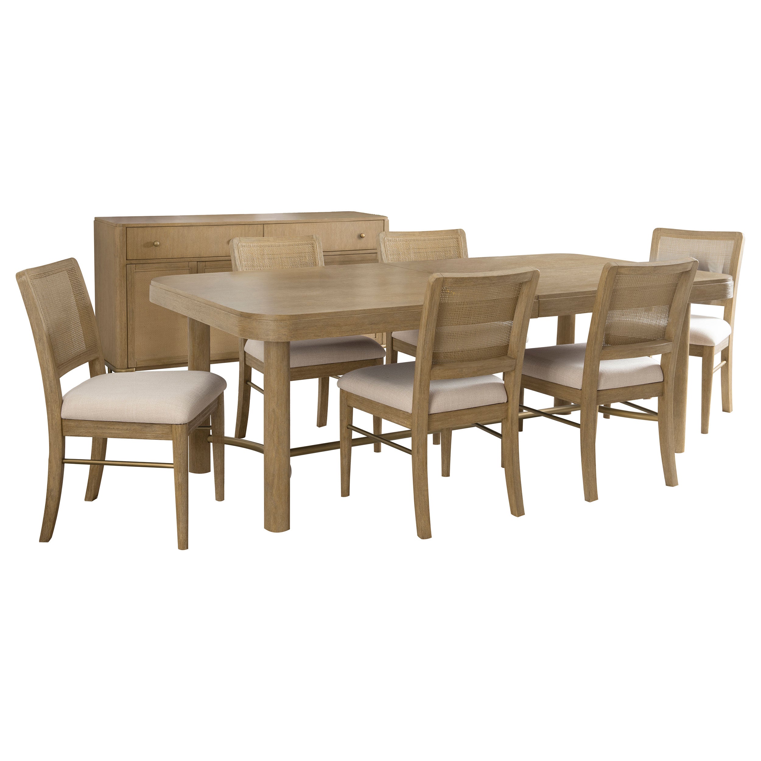 Arini 7-piece Extension Leaf Dining Table Set Sand Wash — view 2