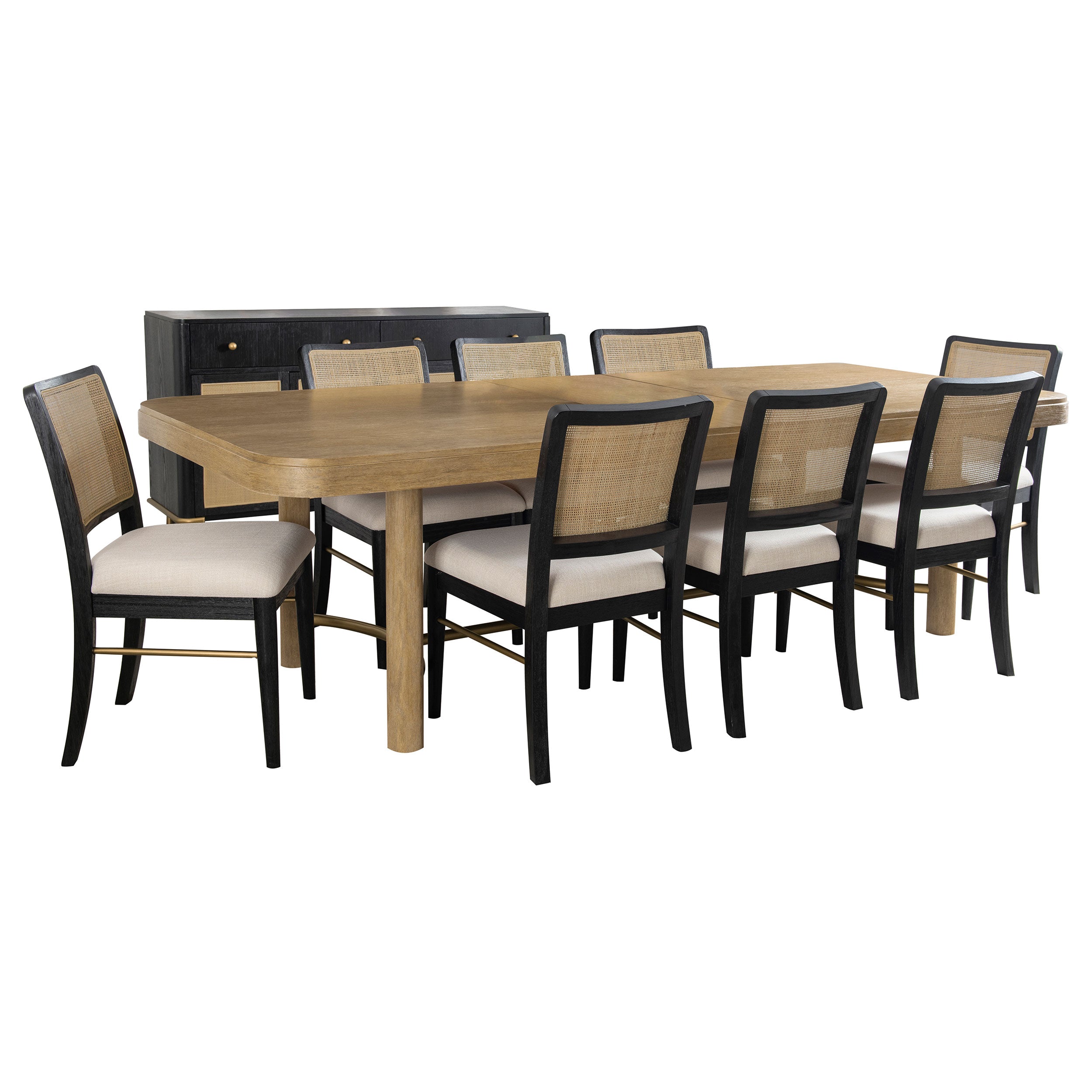 Arini 9-piece Extension Leaf Dining Table Set Sand Wash and Black — view 2