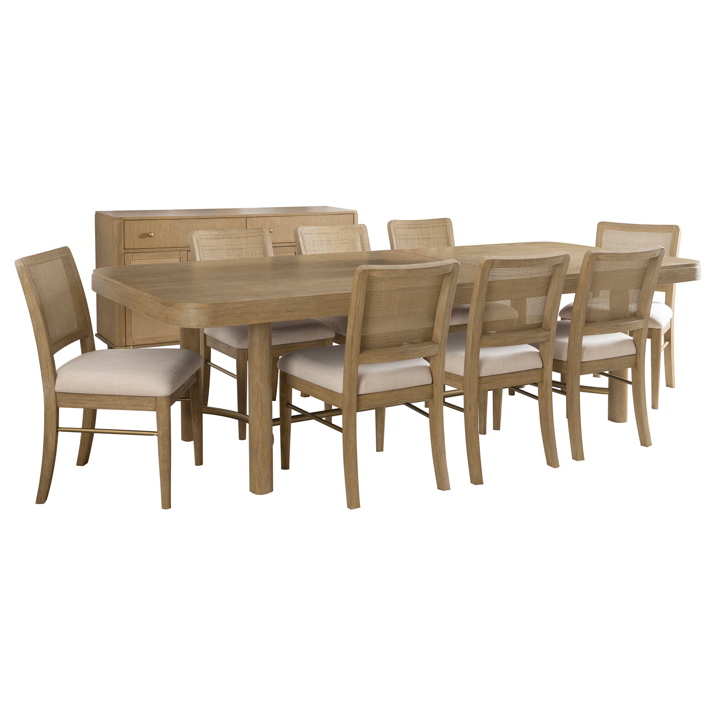 Arini 9-piece Extension Leaf Dining Table Set Sand Wash — view 2
