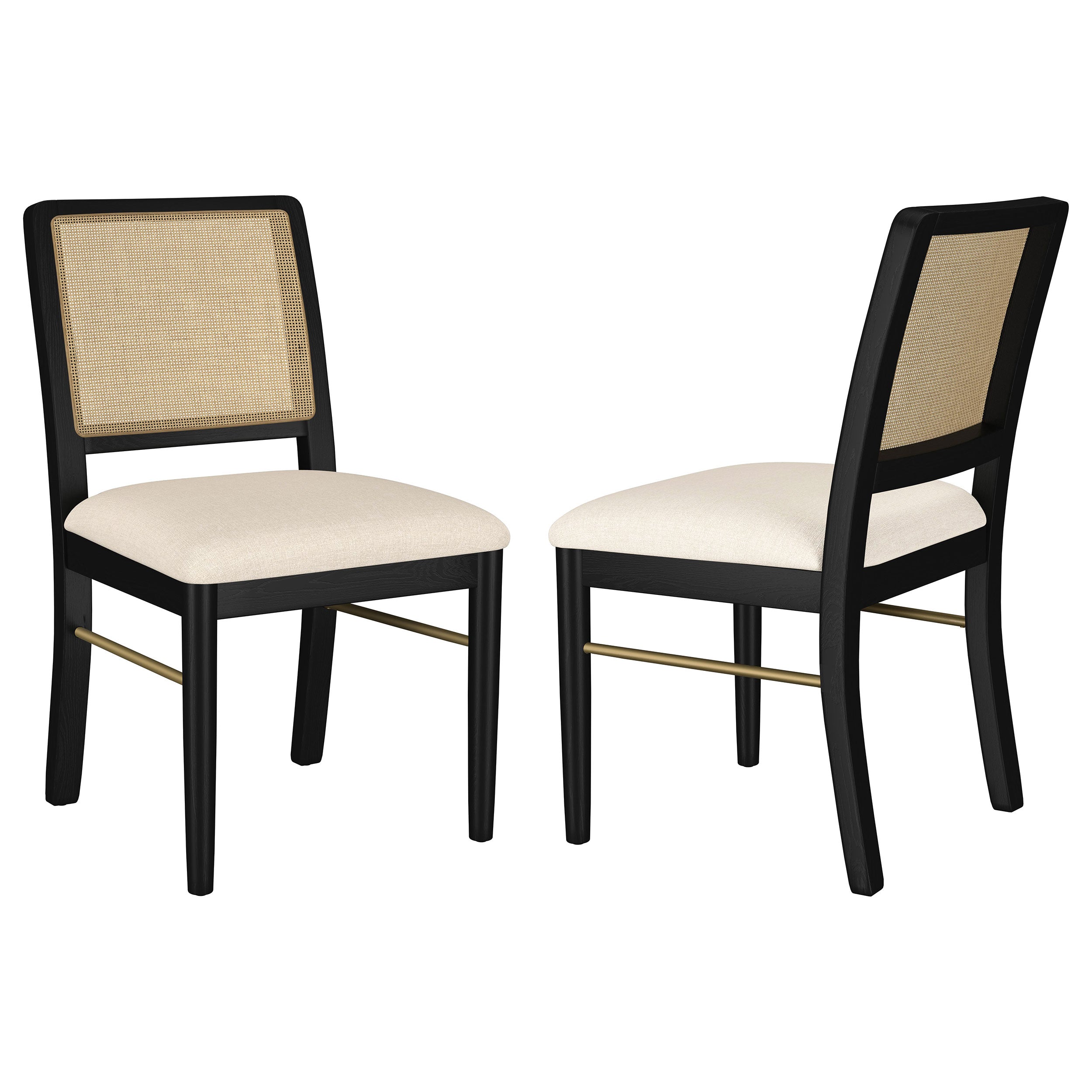 Arini Rattan Cane Dining Side Chair Black (Set of 2) — view 1