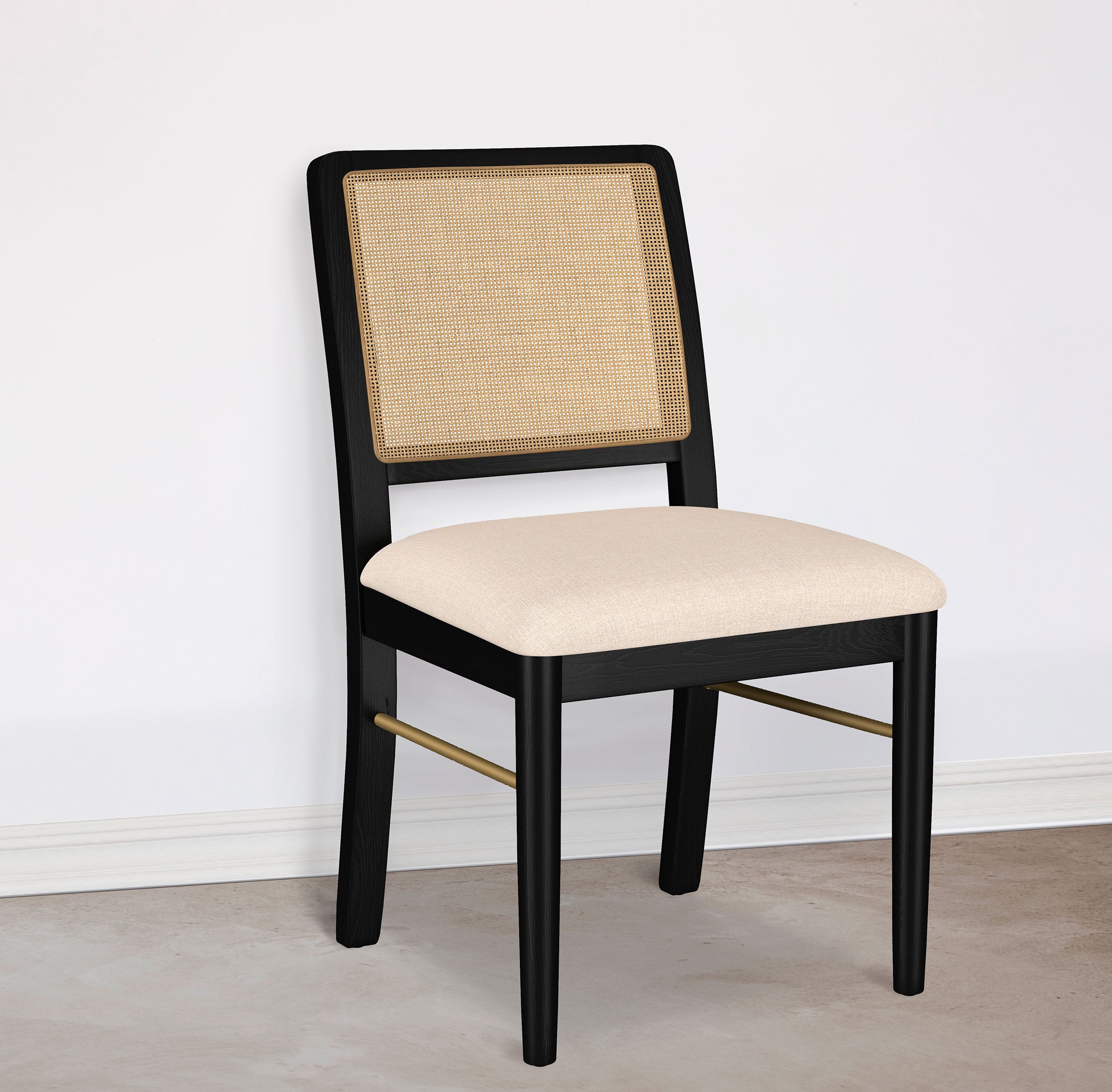 Arini Rattan Cane Dining Side Chair Black (Set of 2) — view 2
