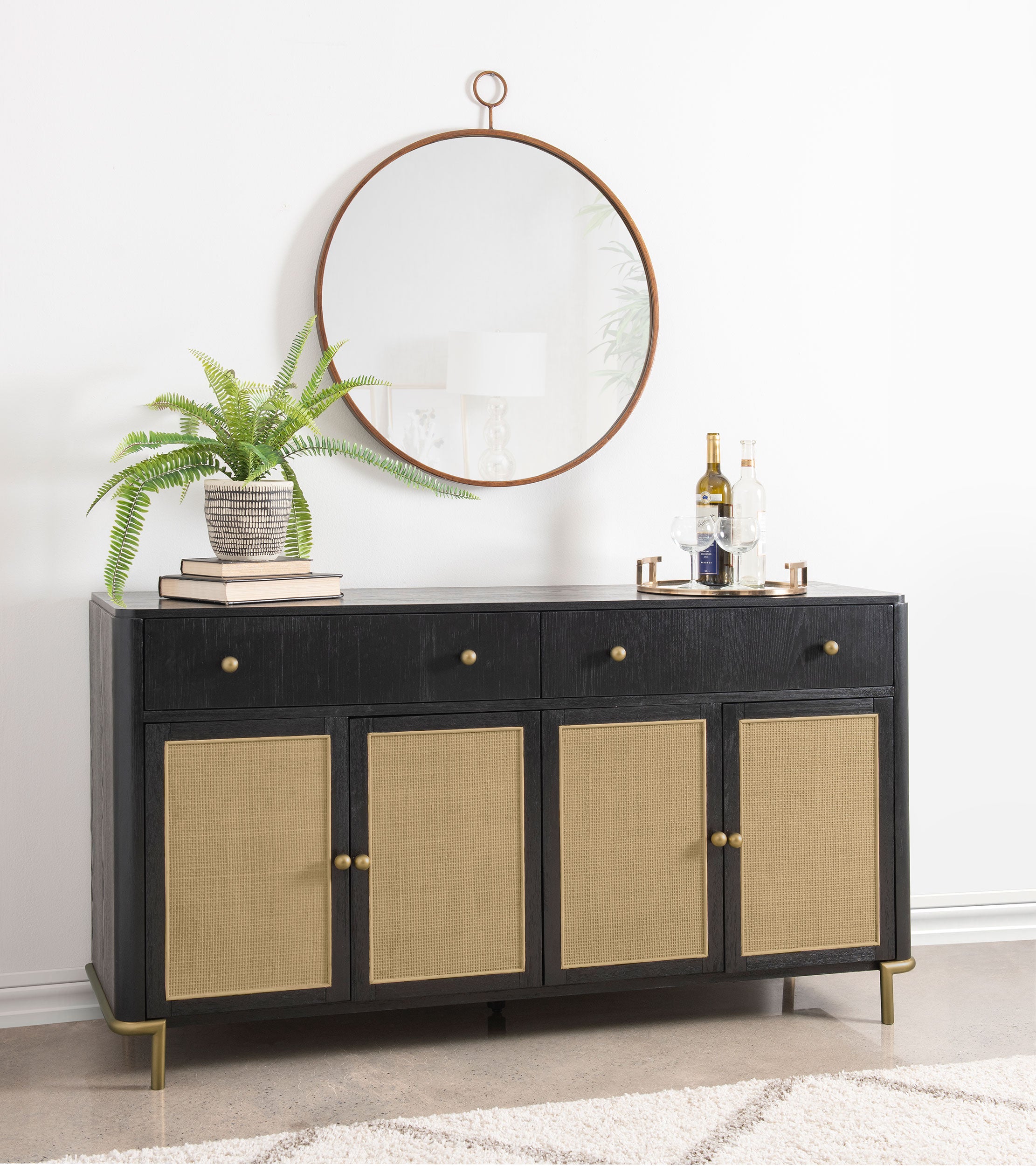 Arini 2-drawer Cane Door Dining Sideboard Server Black — view 2