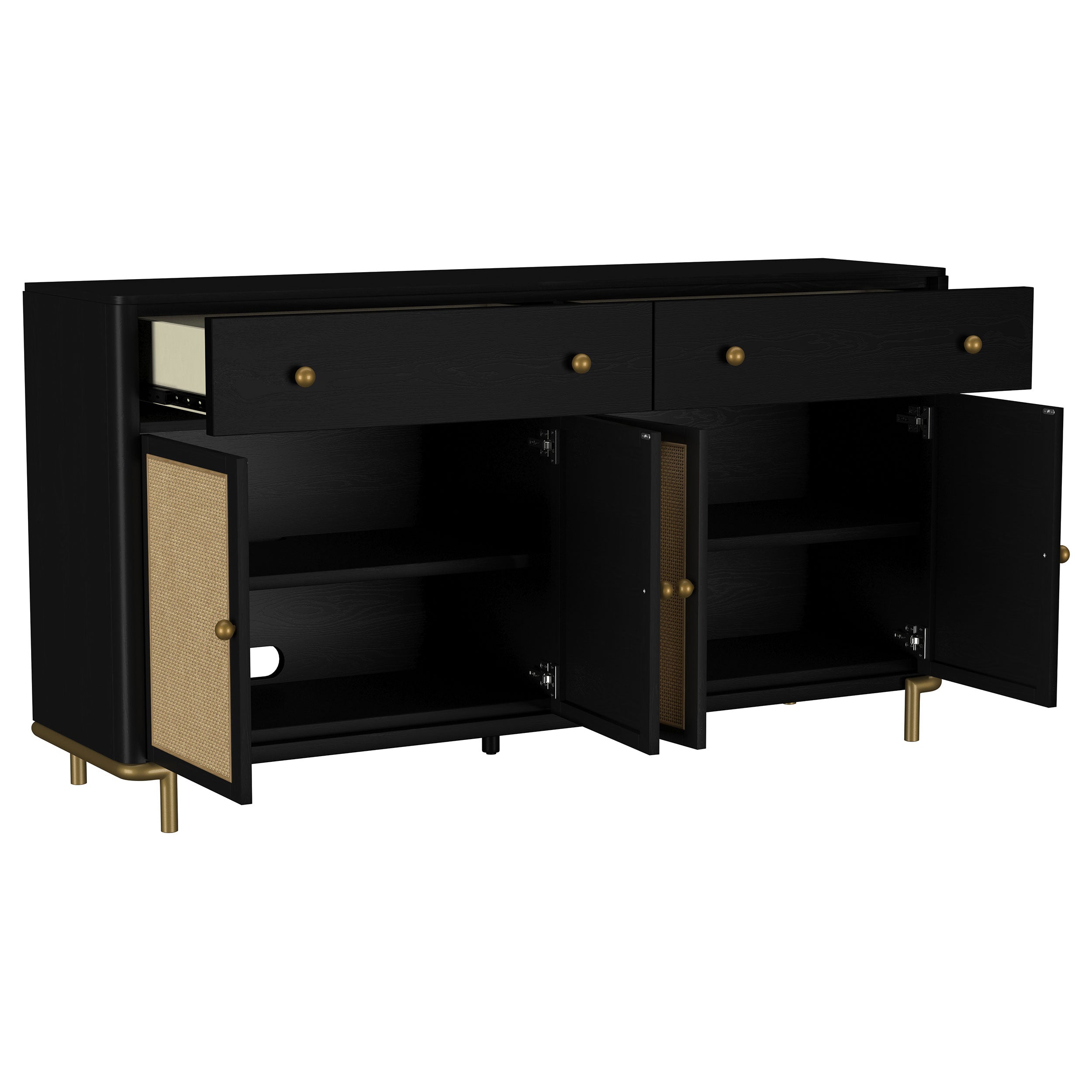 Arini 2-drawer Cane Door Dining Sideboard Server Black — view 3