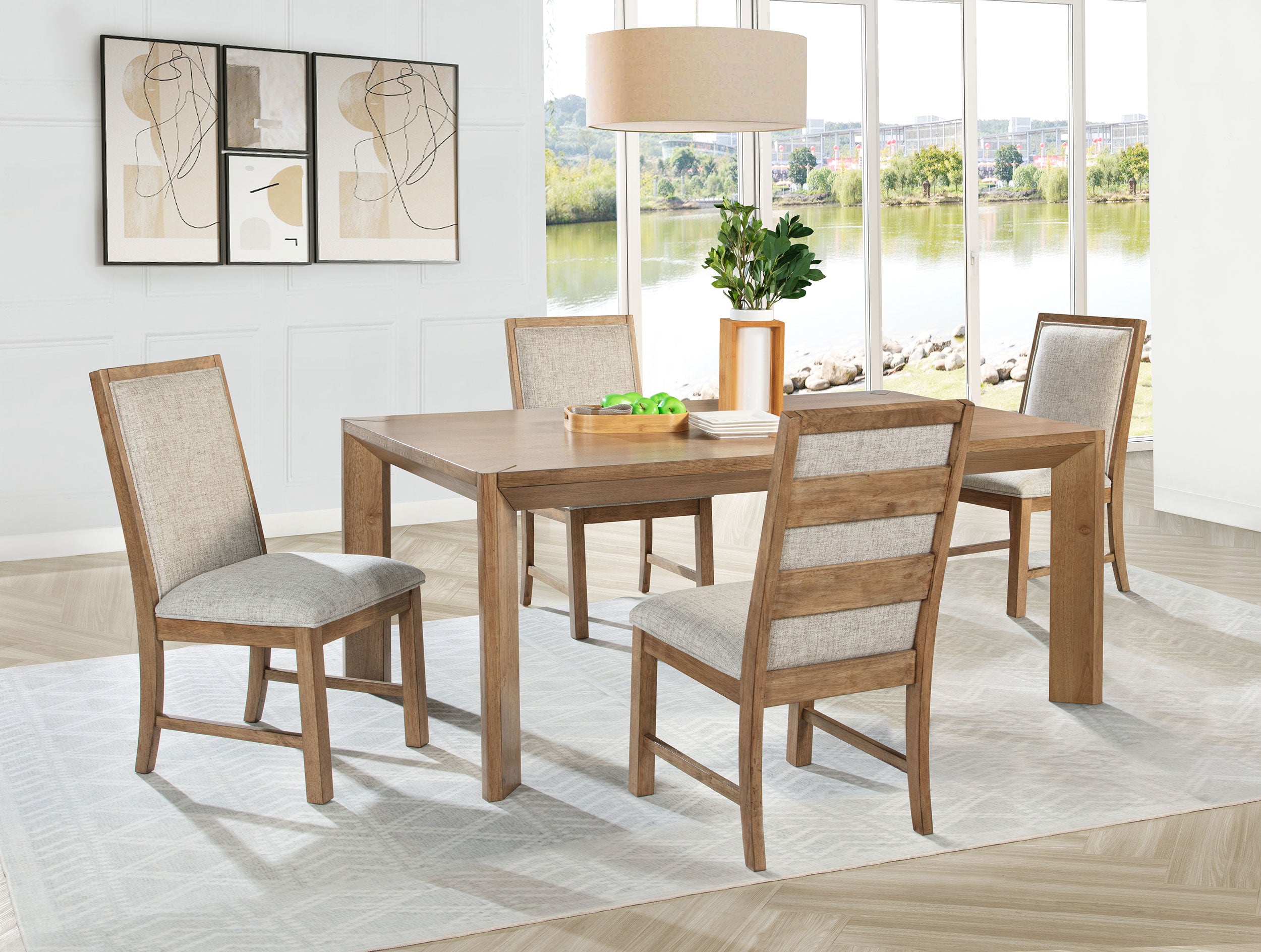 Bruner 5-piece 72-inch Rectangular Dining Set Natural Brown — view 1