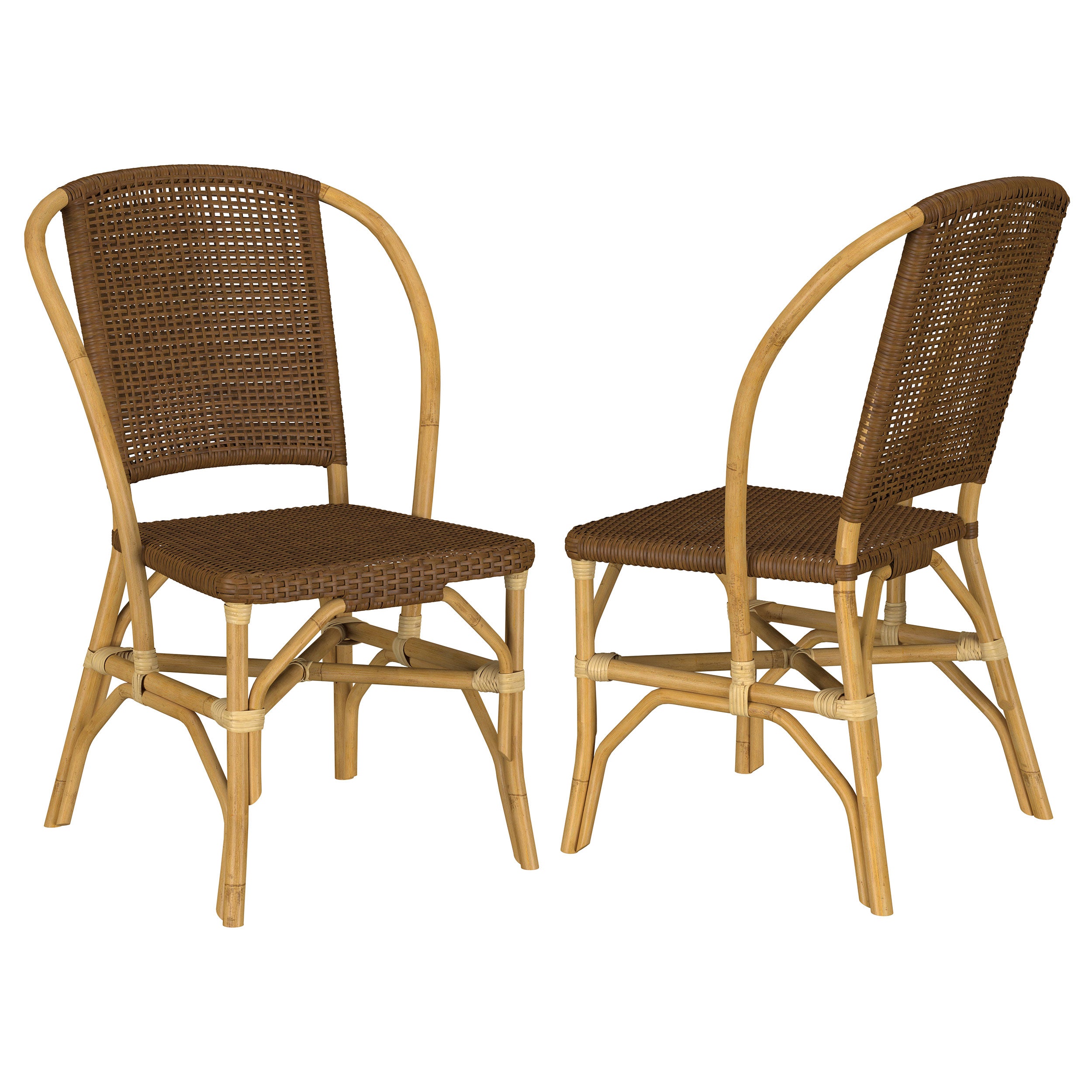 Lexley Woven Rattan Dining Side Chair Brown (Set of 2) — view 1