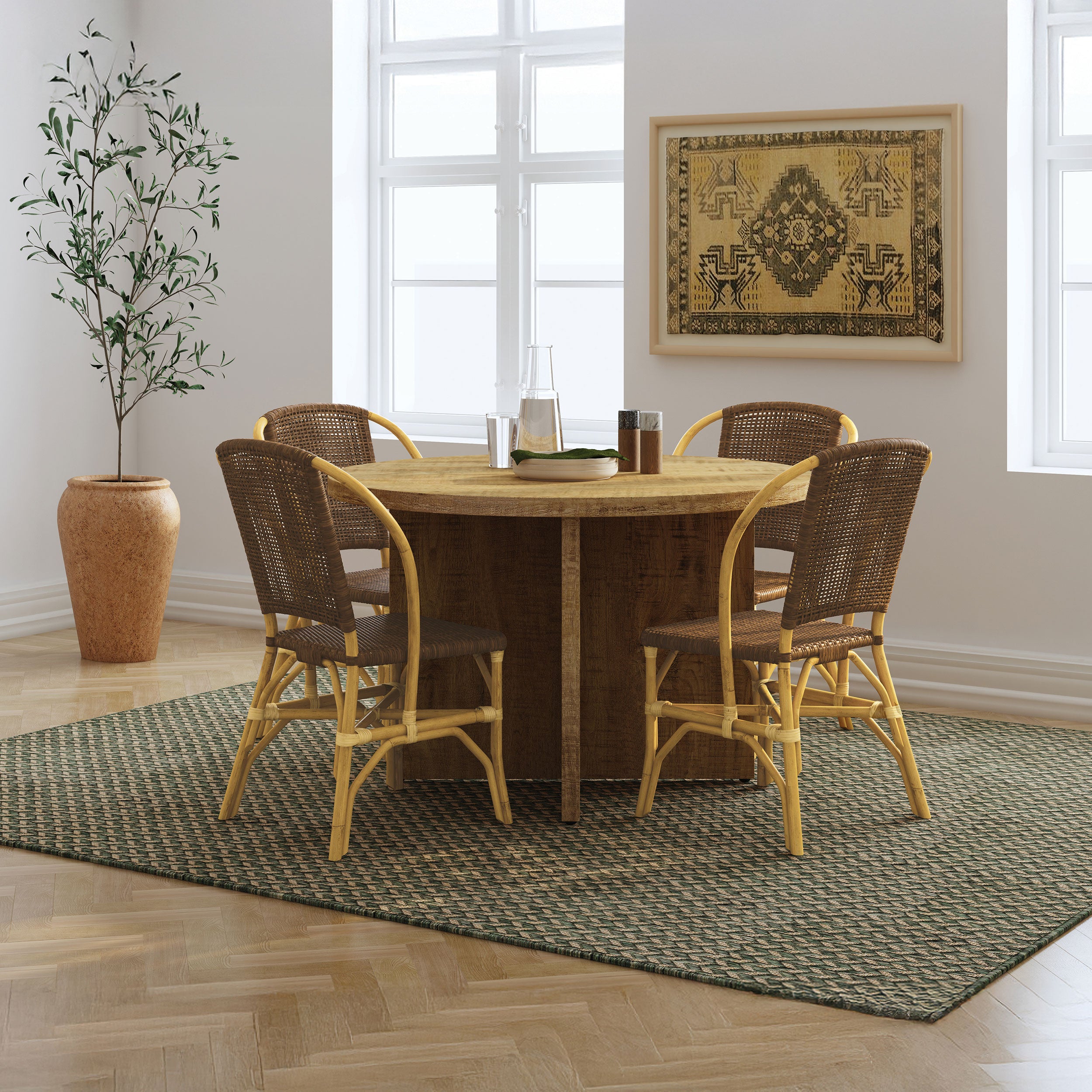 Lexley Woven Rattan Dining Side Chair Brown (Set of 2) — view 11