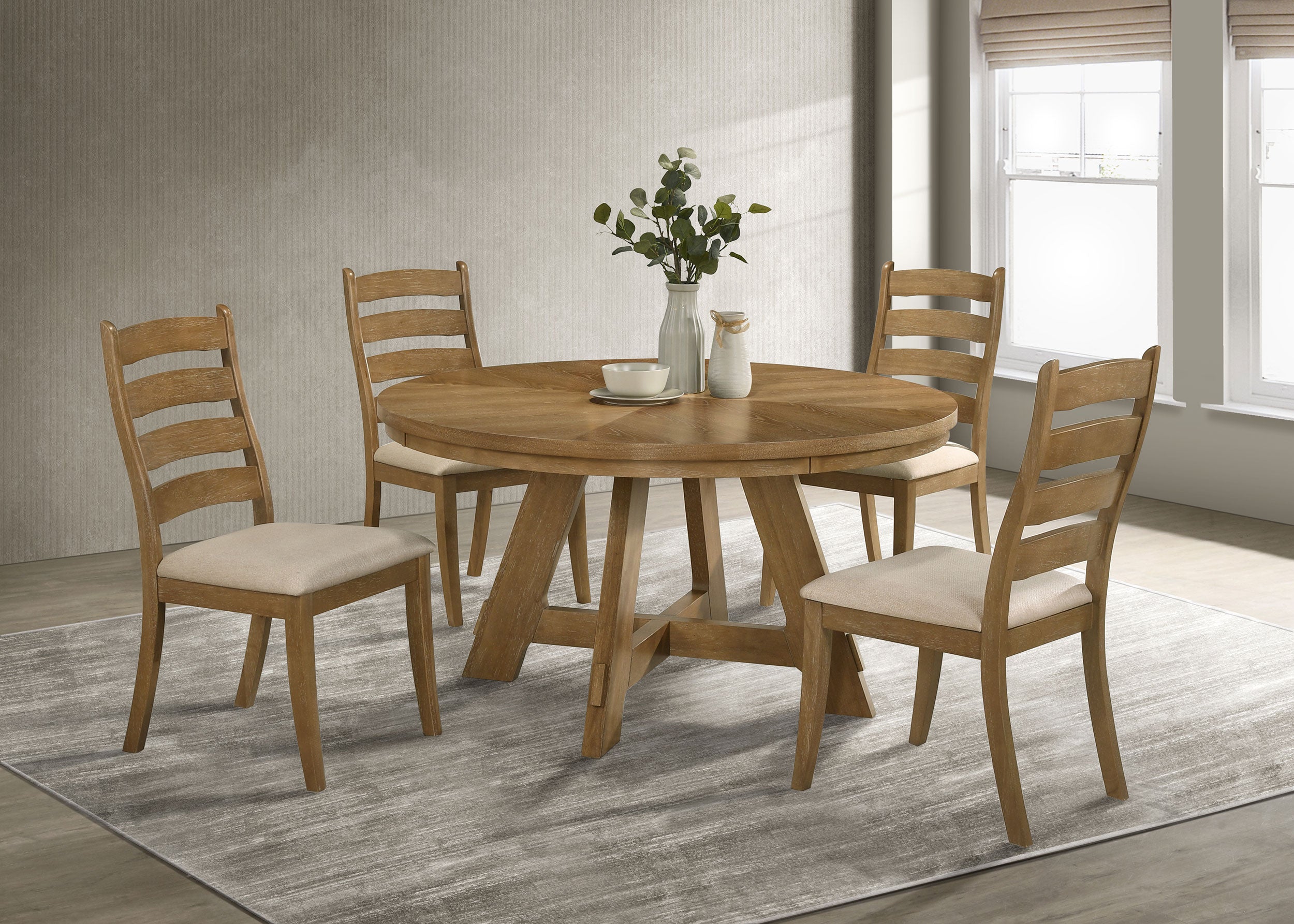 Danvers 5-piece Dining Table Set Brown Oak and Latte — view 1
