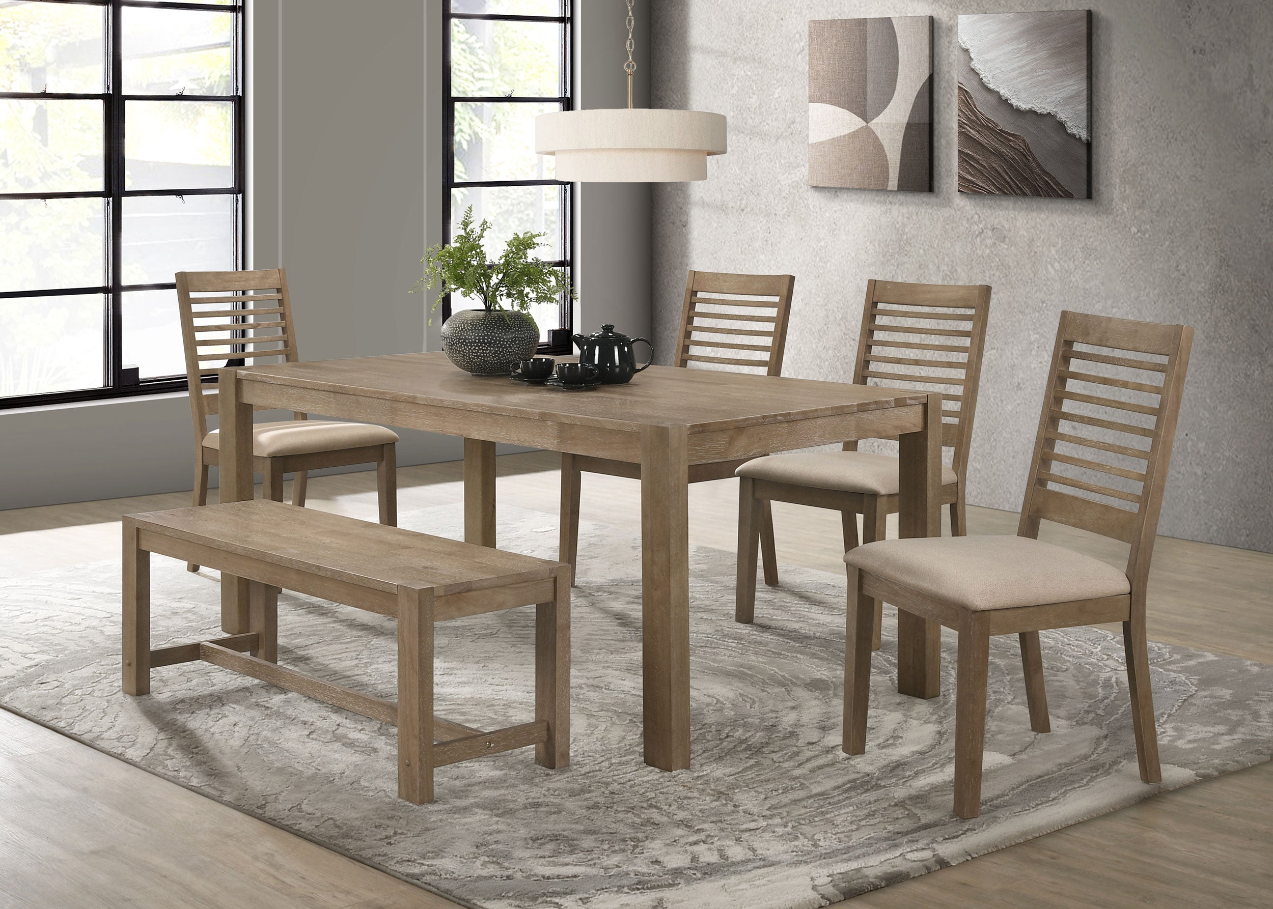 Scottsdale Wood Trestle Base Dining Bench Washed Brown — view 8