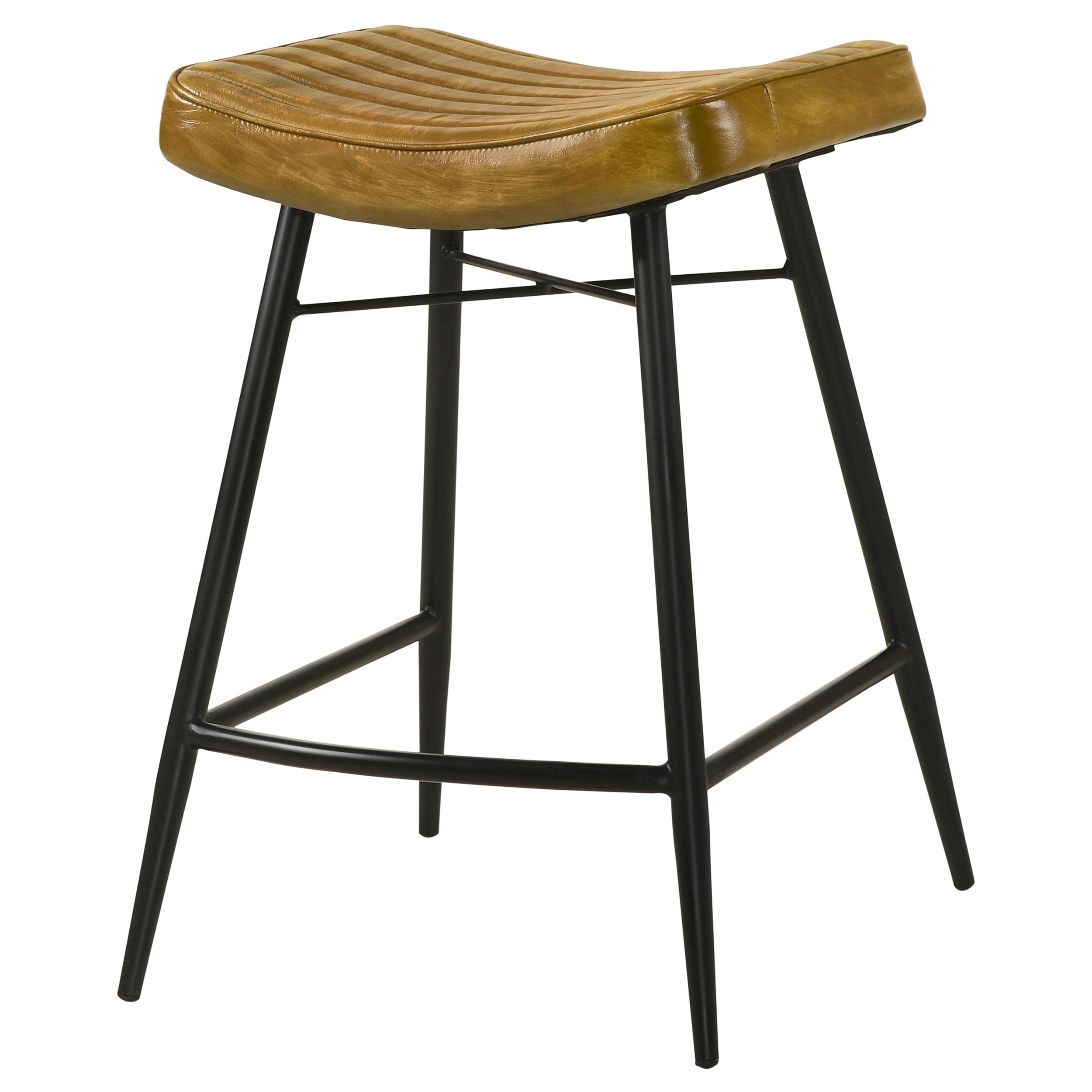 Bayu Leather Upholstered Counter Stool Camel (Set of 2) — view 5