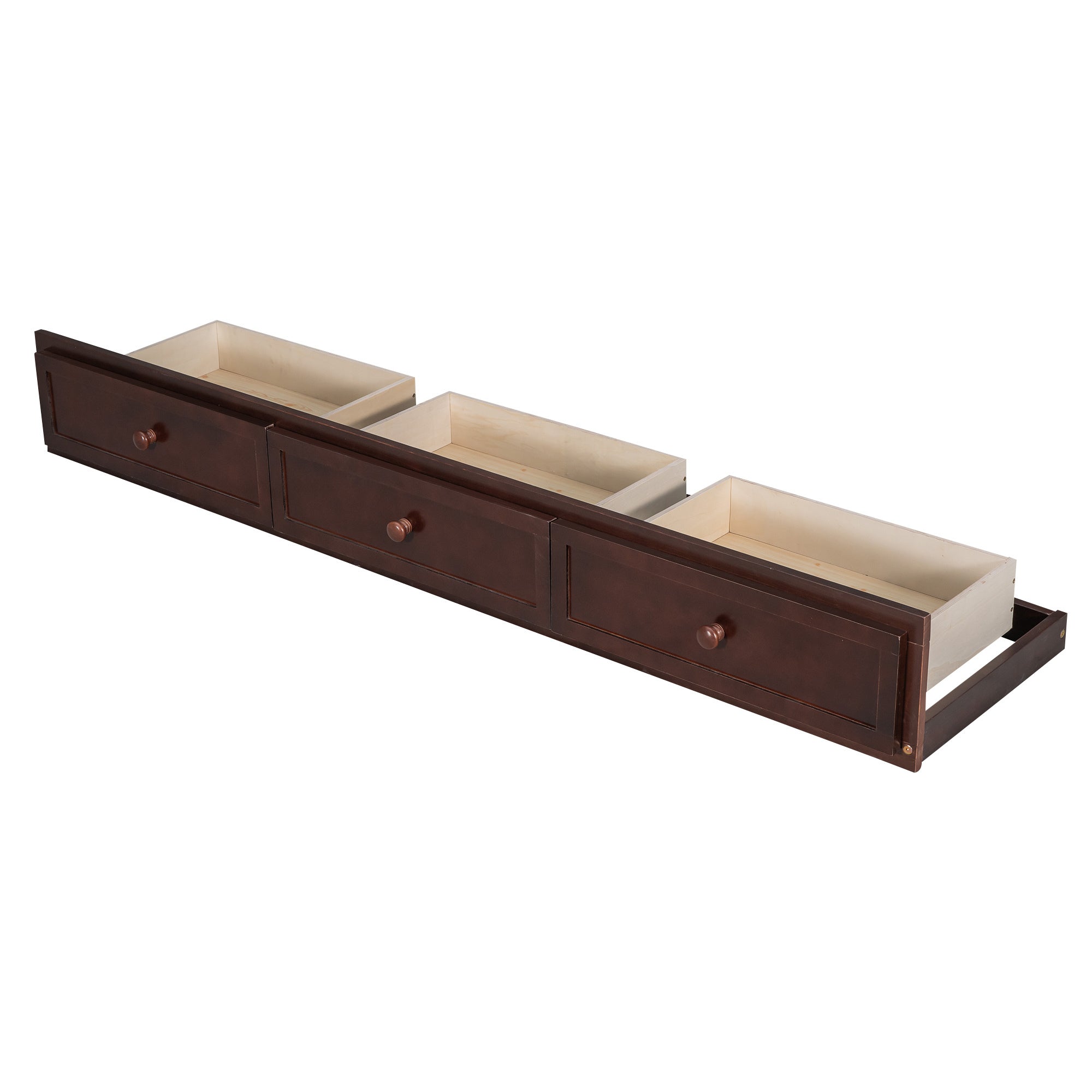 Twin-Over-Full Bunk Bed with Drawers,Ladder and Storage Staircase, Espresso