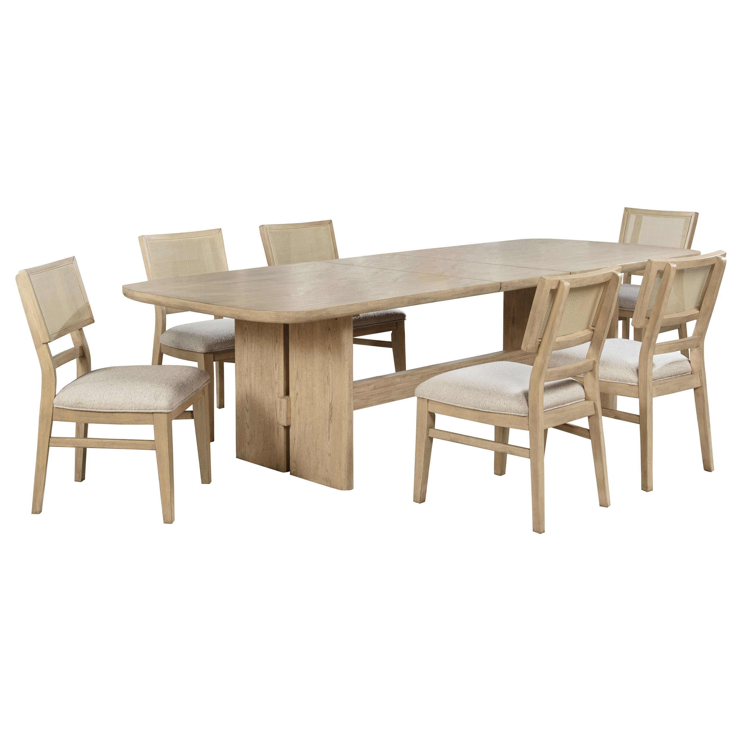Kailani 7-piece Rectangular Wood Dining Table Set Beige Oak — view 2