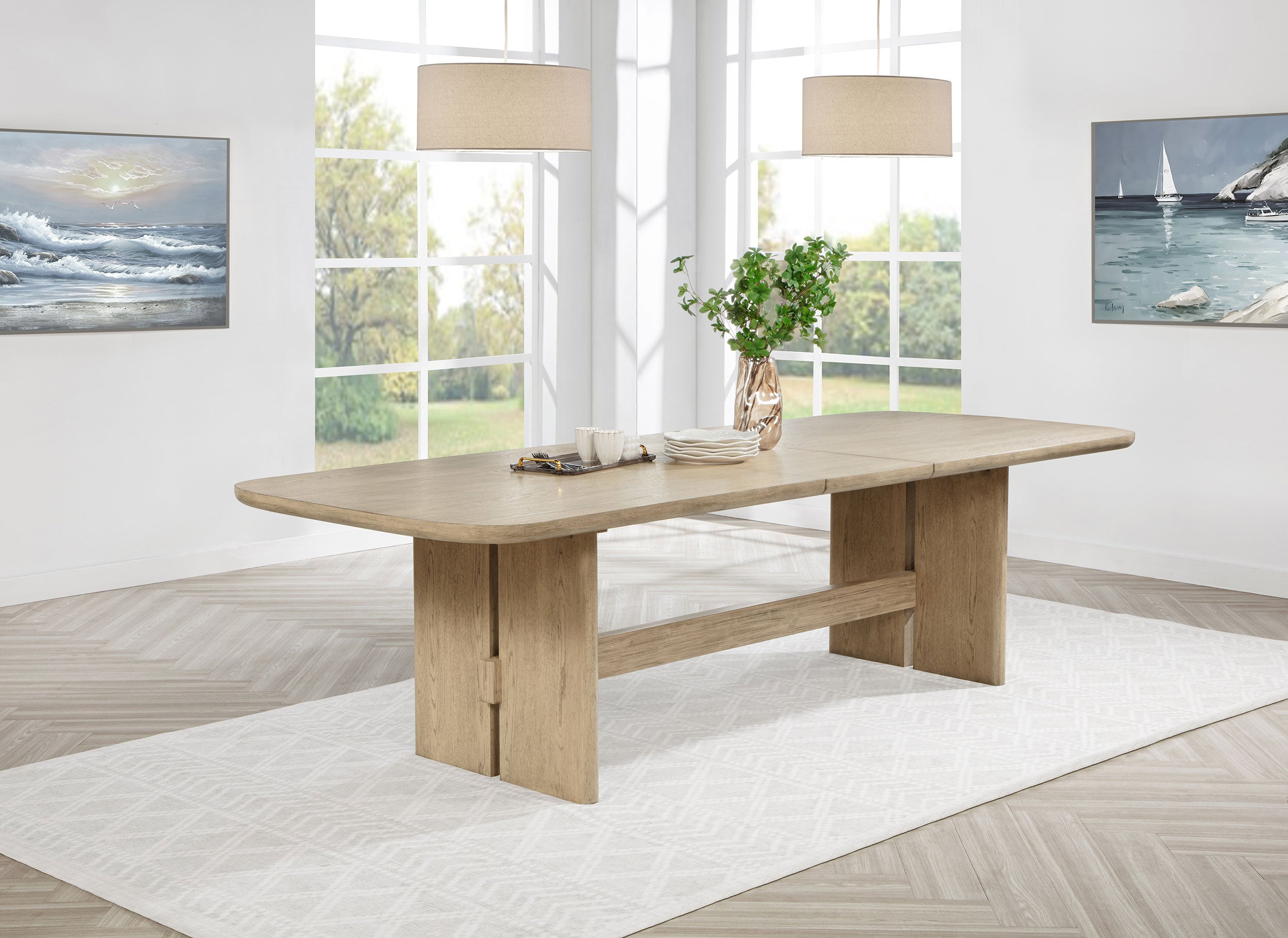 Kailani 110-inch Rectangular Wood Dining Table Beige Oak — view 3
