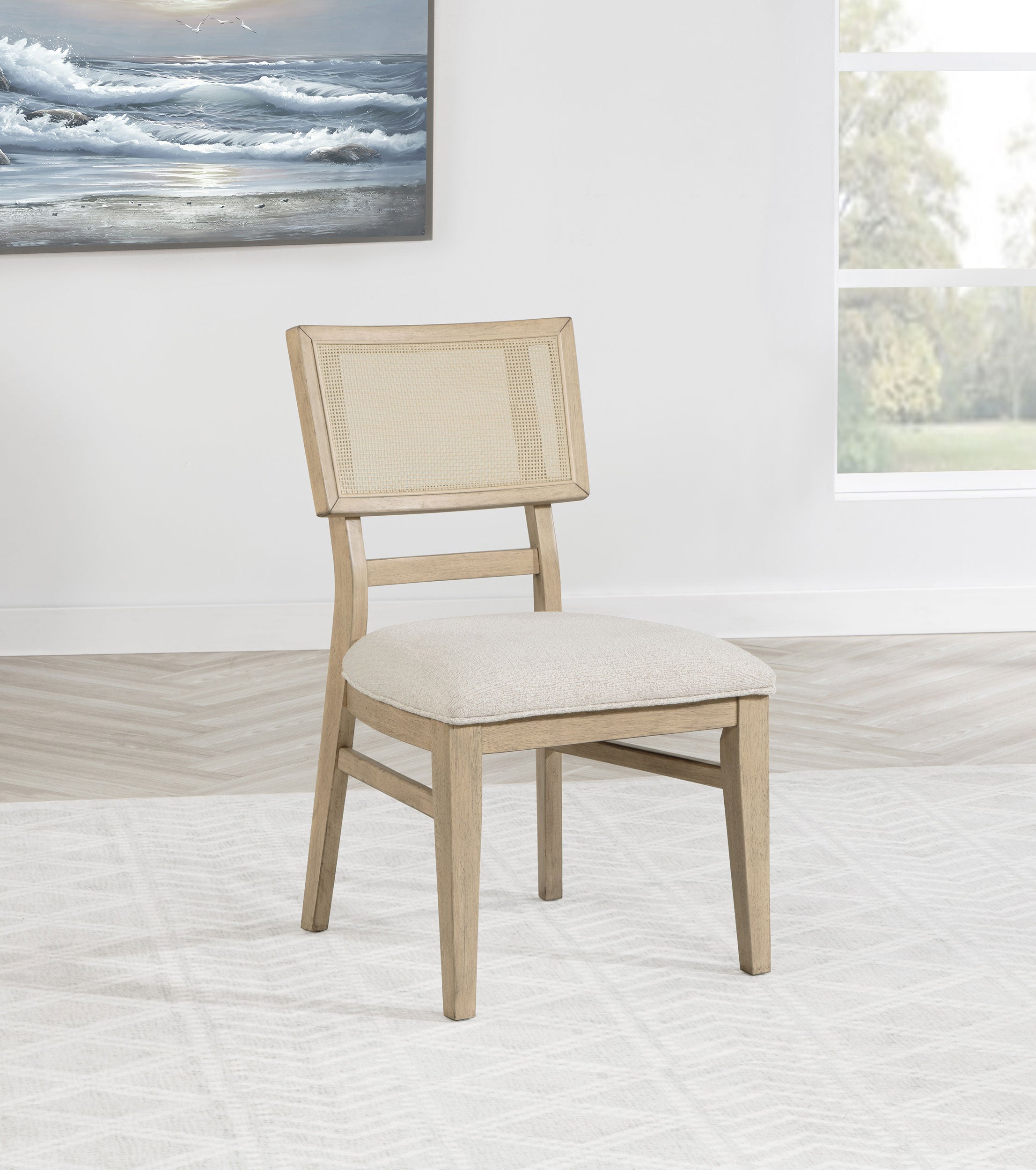 Kailani Rattan Cane Dining Side Chair Beige Oak (Set of 2) — view 2