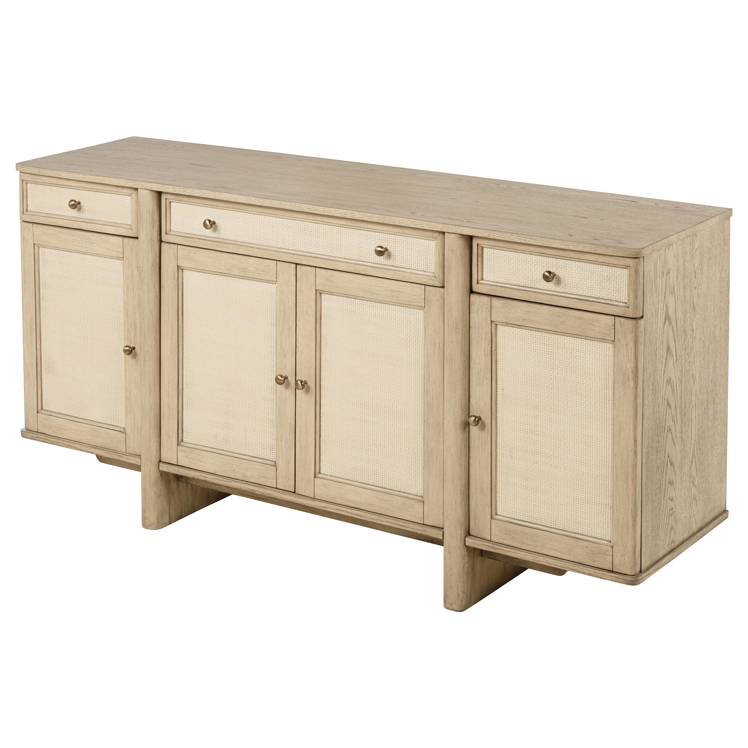 Kailani 4-door Cane Sideboard Buffet Cabinet Beige Oak — view 5