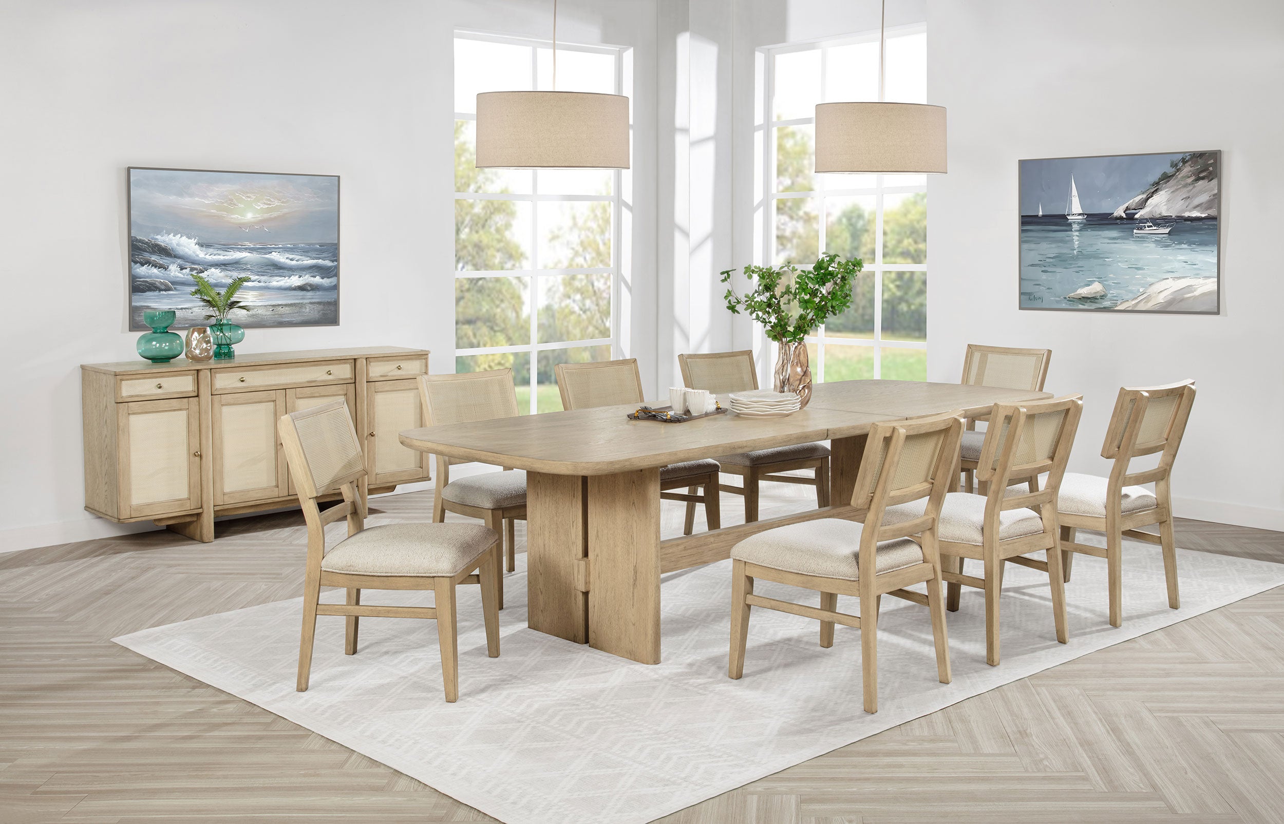 Kailani 4-door Cane Sideboard Buffet Cabinet Beige Oak — view 15