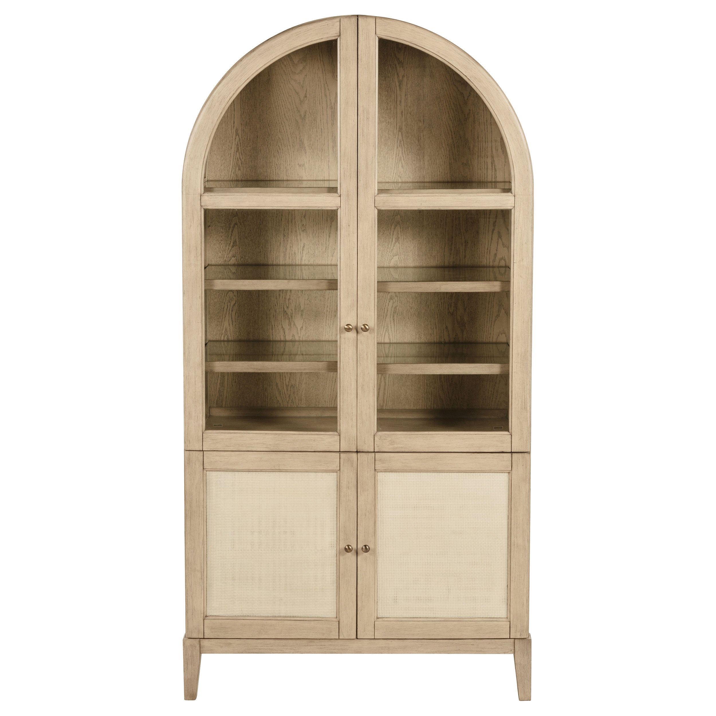Kailani 4-Door Cane Dining Vitrine Display Cabinet Beige Oak — view 3