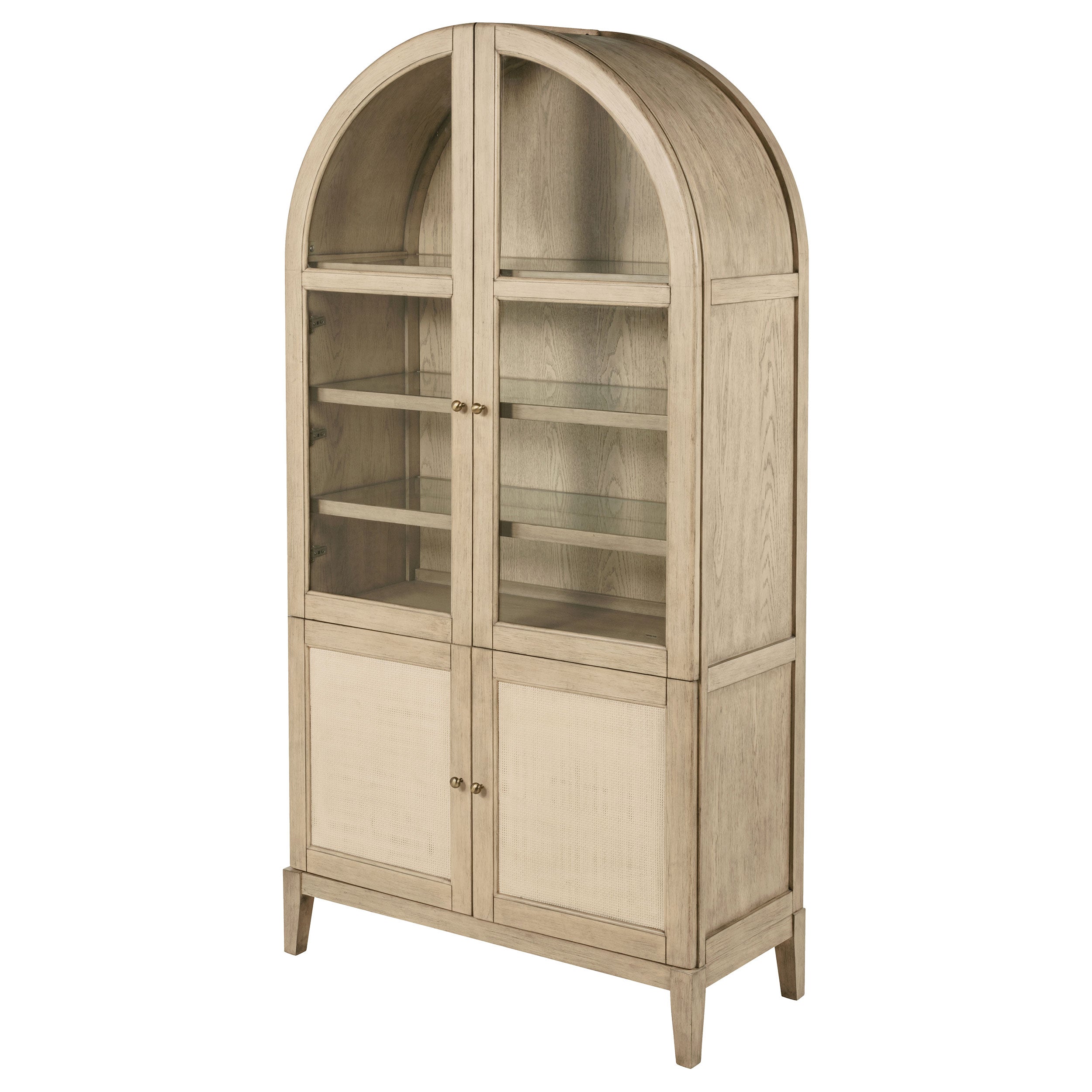 Kailani 4-Door Cane Dining Vitrine Display Cabinet Beige Oak — view 5
