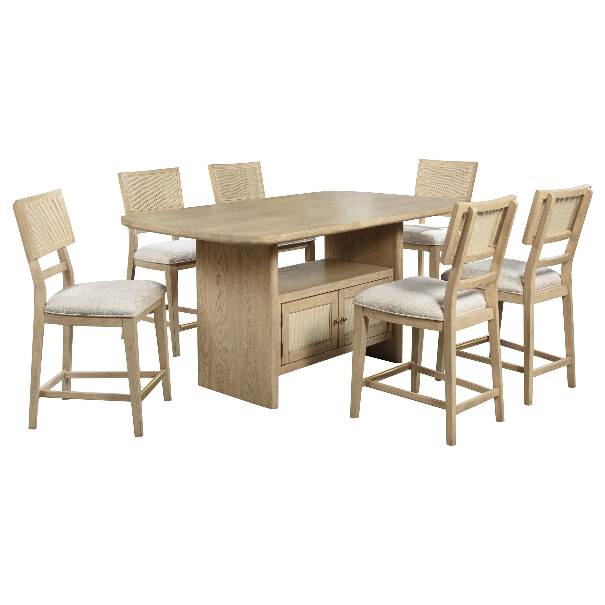 Kailani 7-piece Wood Counter Height Dining Set Beige Oak — view 2