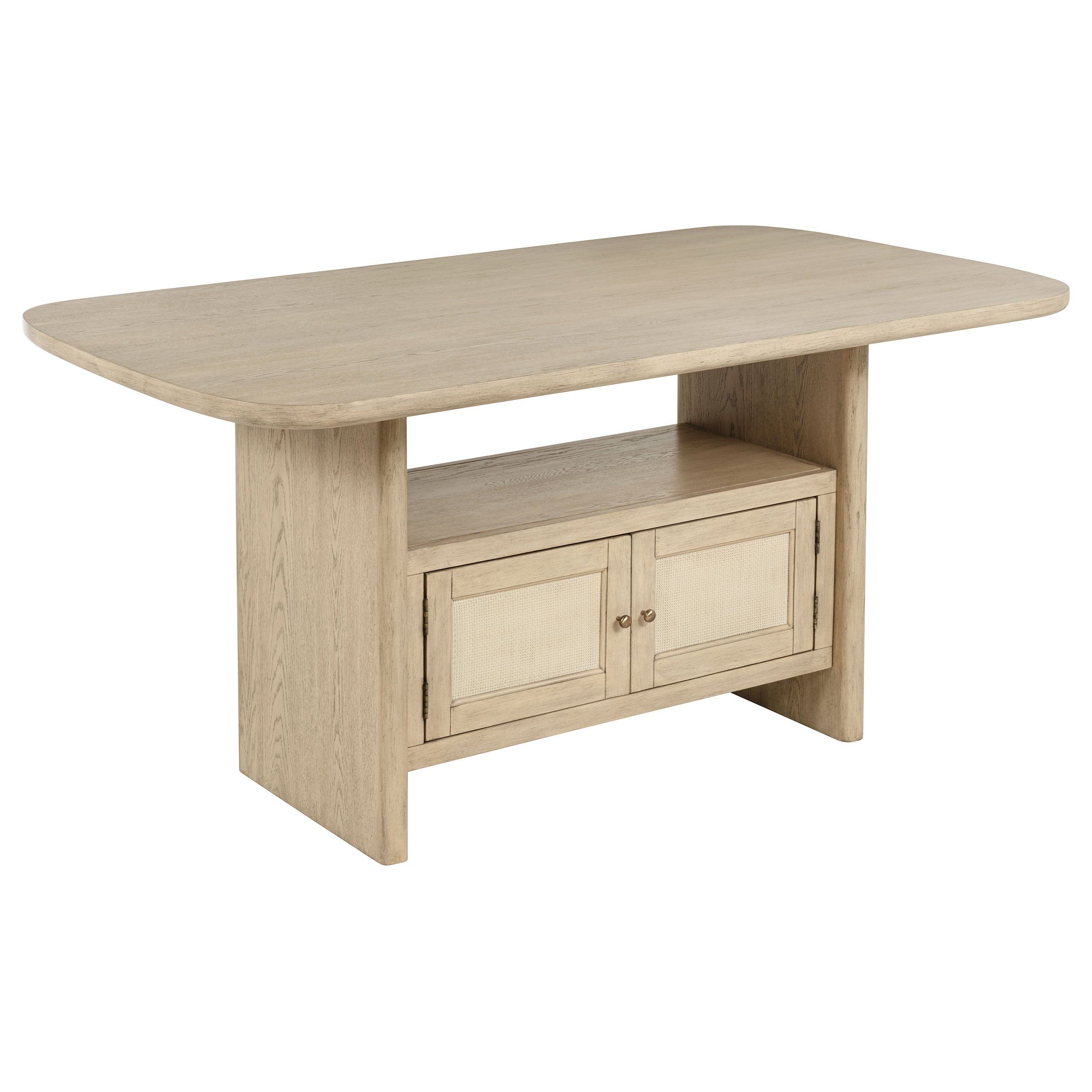 Kailani Cane Counter Height Storage Dining Table Beige Oak — view 1