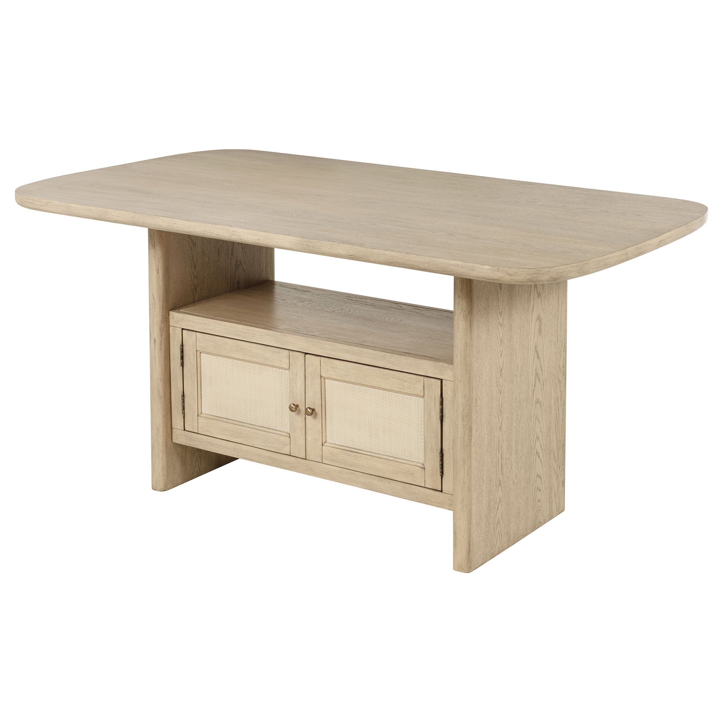 Kailani Cane Counter Height Storage Dining Table Beige Oak — view 5
