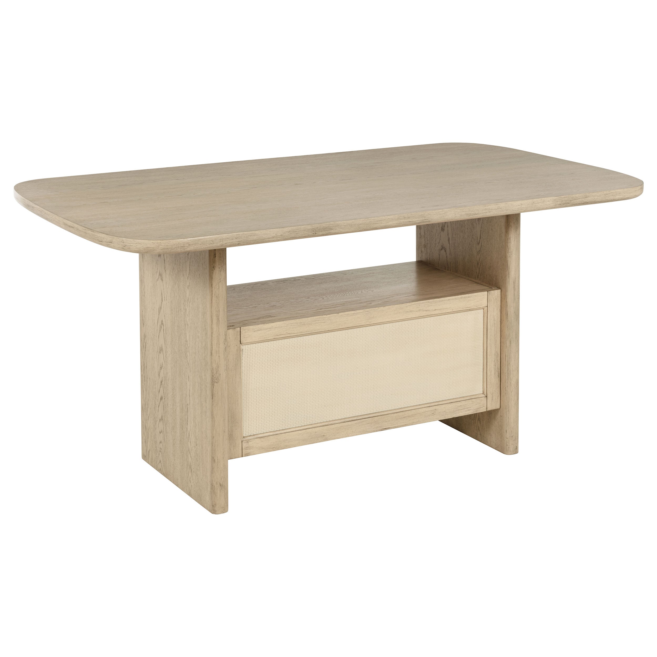 Kailani Cane Counter Height Storage Dining Table Beige Oak — view 7